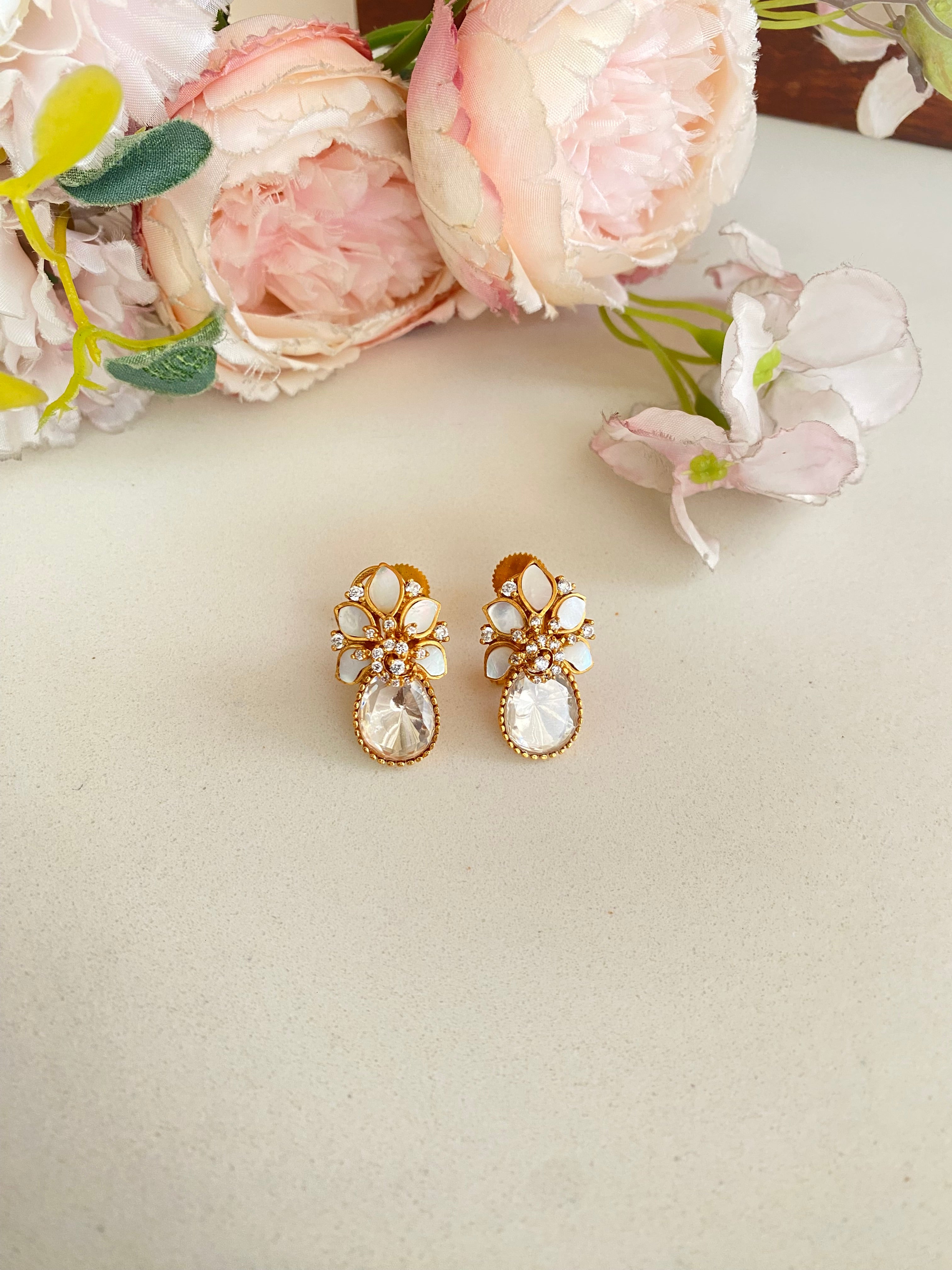 Mother of pearl and Polki Studs