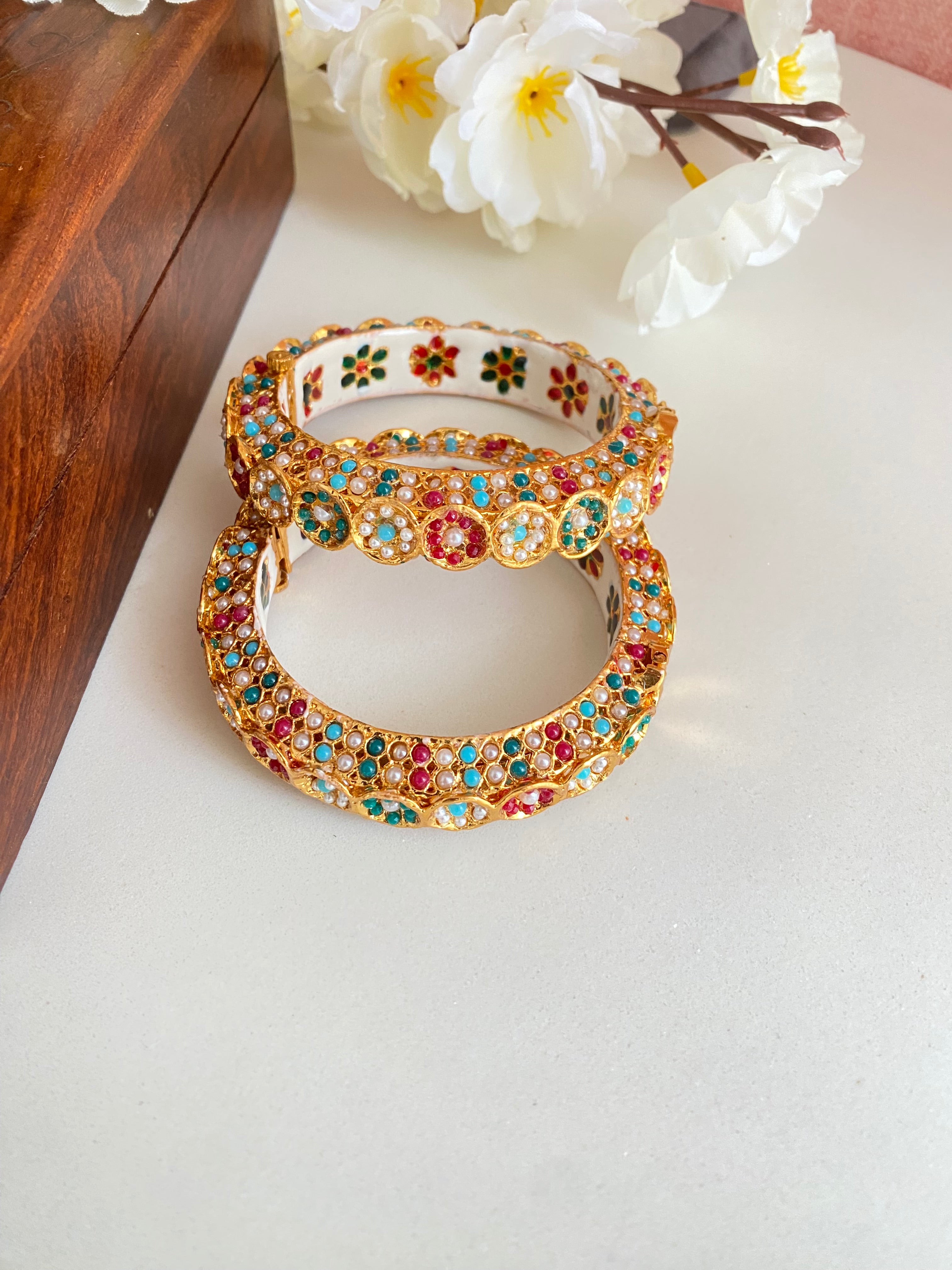 Amritsari Jadau Gold Plated  Bangles