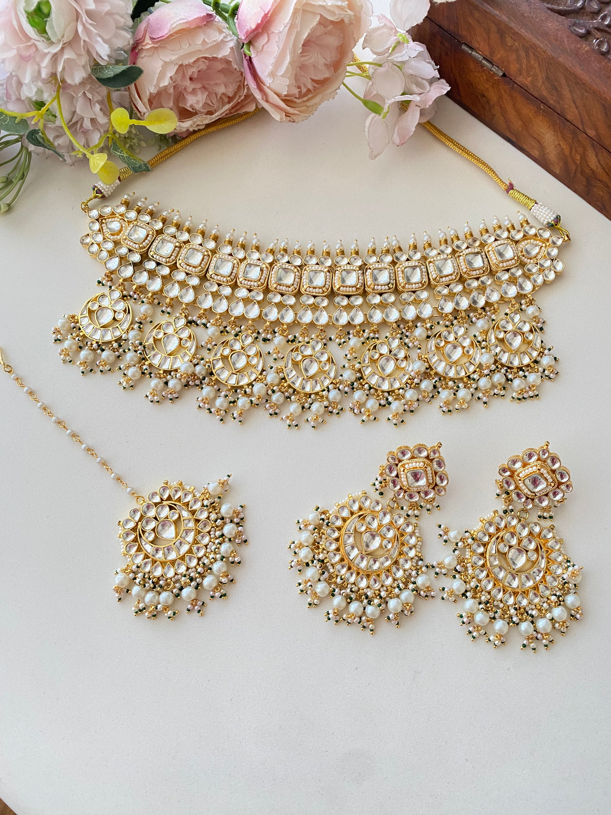 Kundan Bridal Choker set in pearl