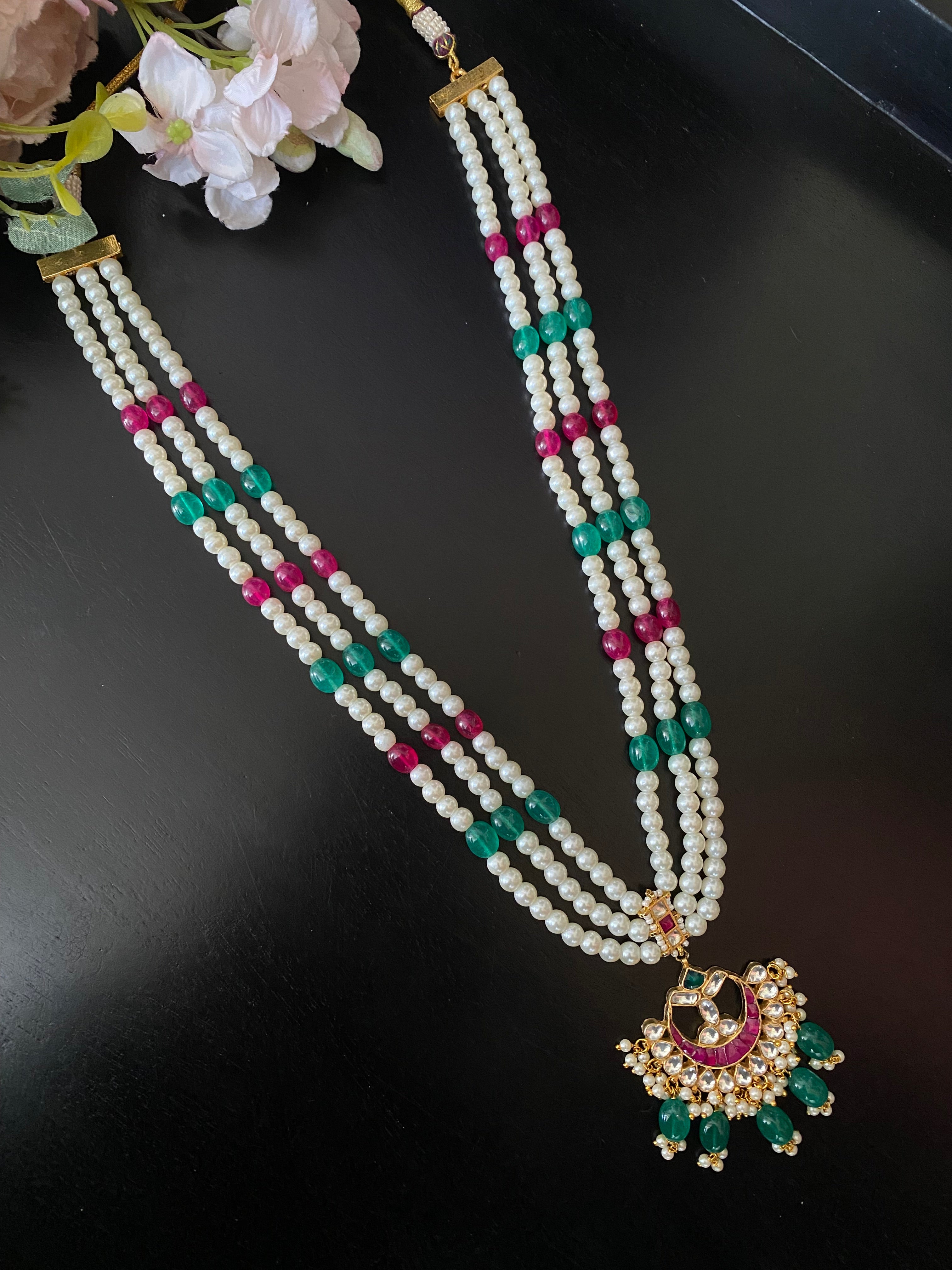 Gold plated multi Kundan Necklace