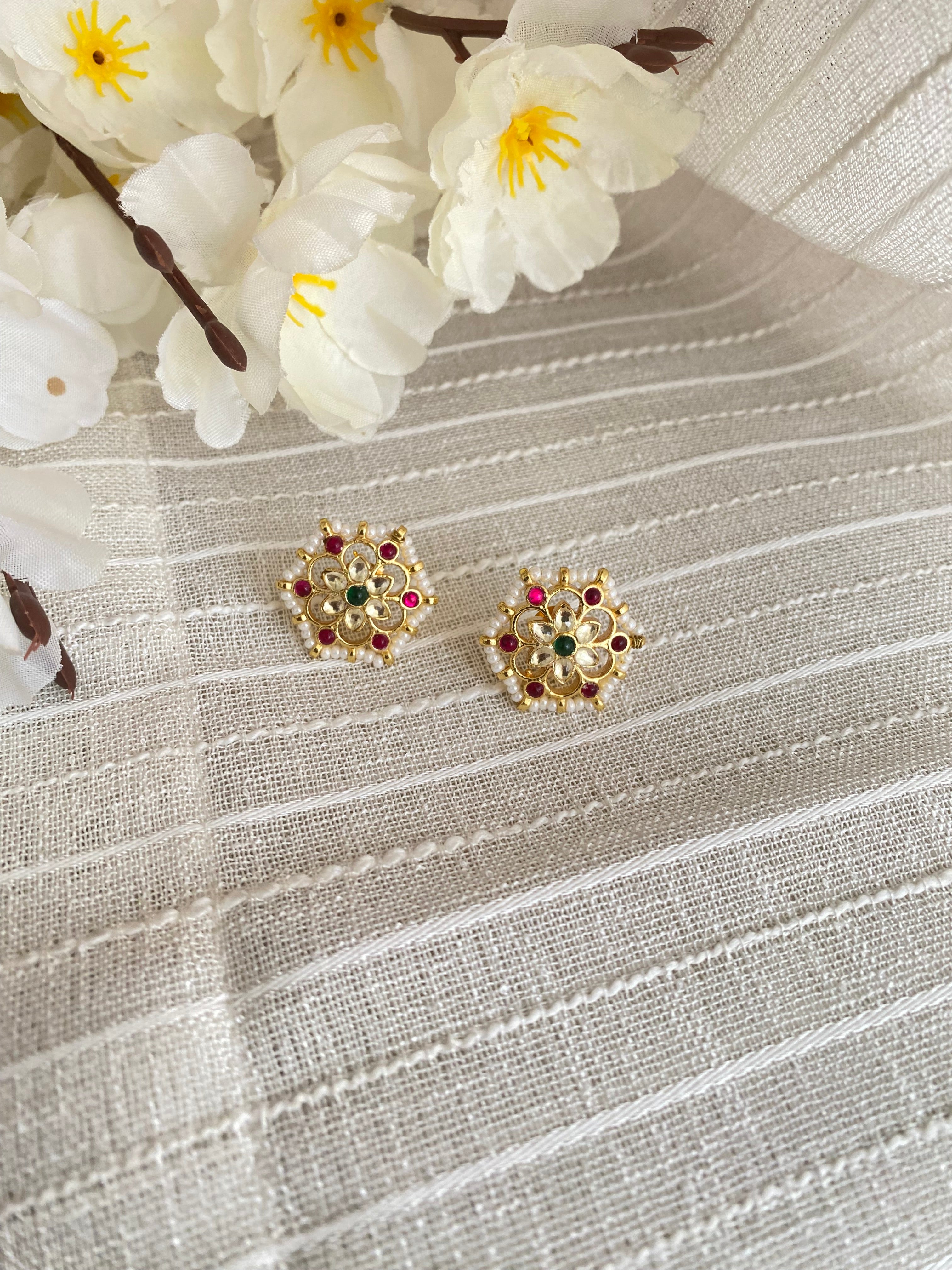 Gold Plated Kundan Studs