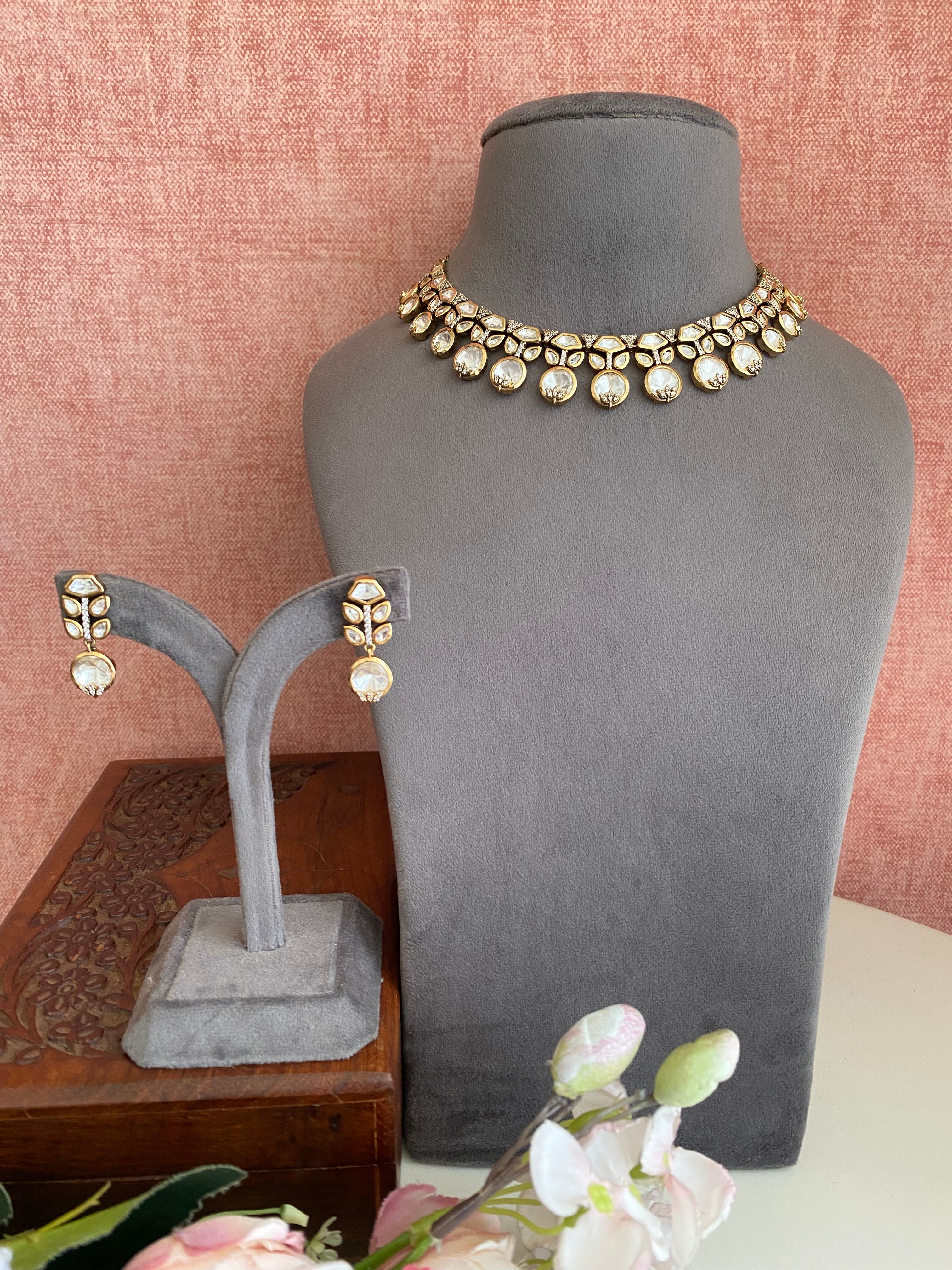 Moissanite Polki Necklace Set