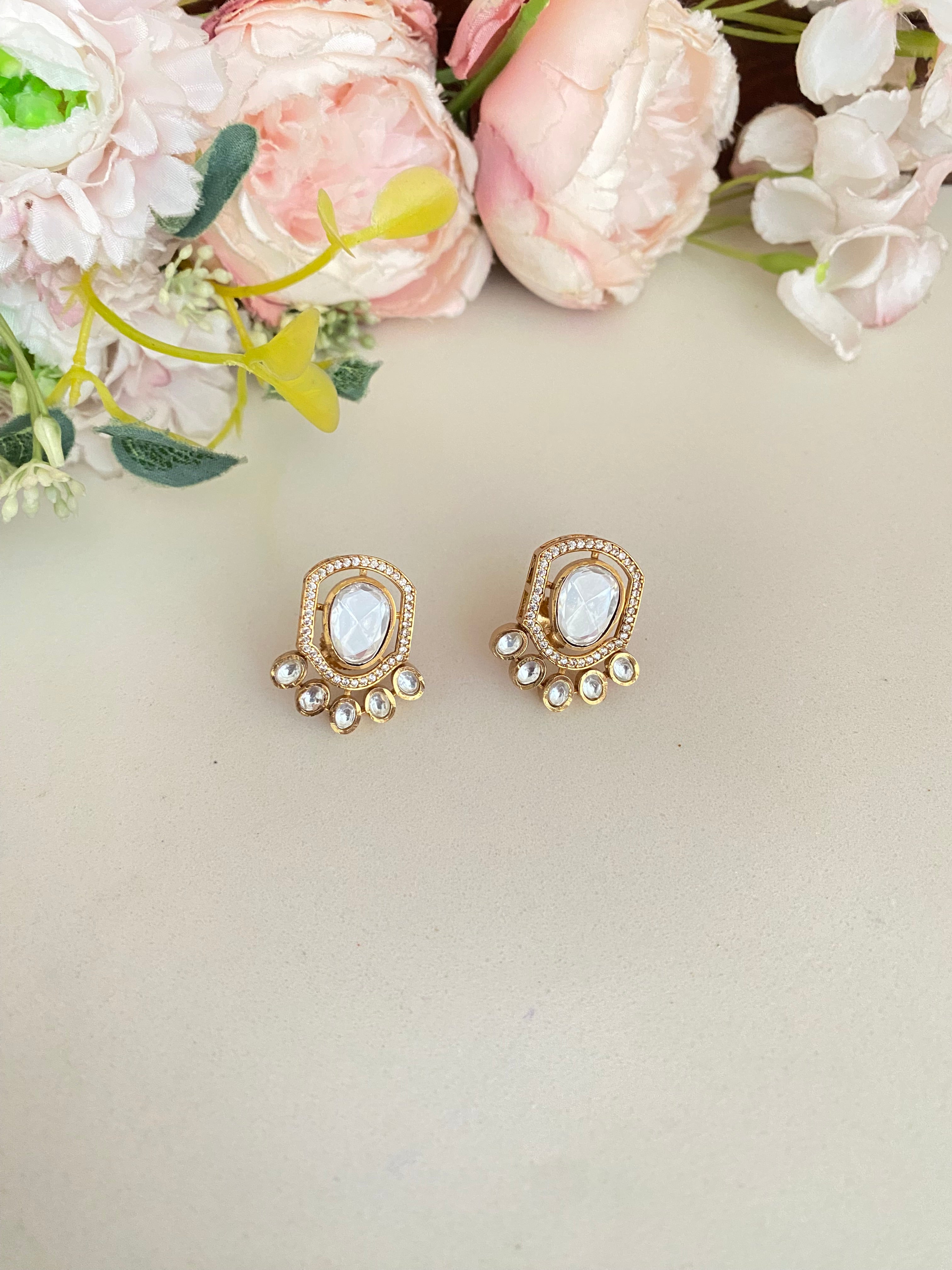 Gold plated Moissanite studs