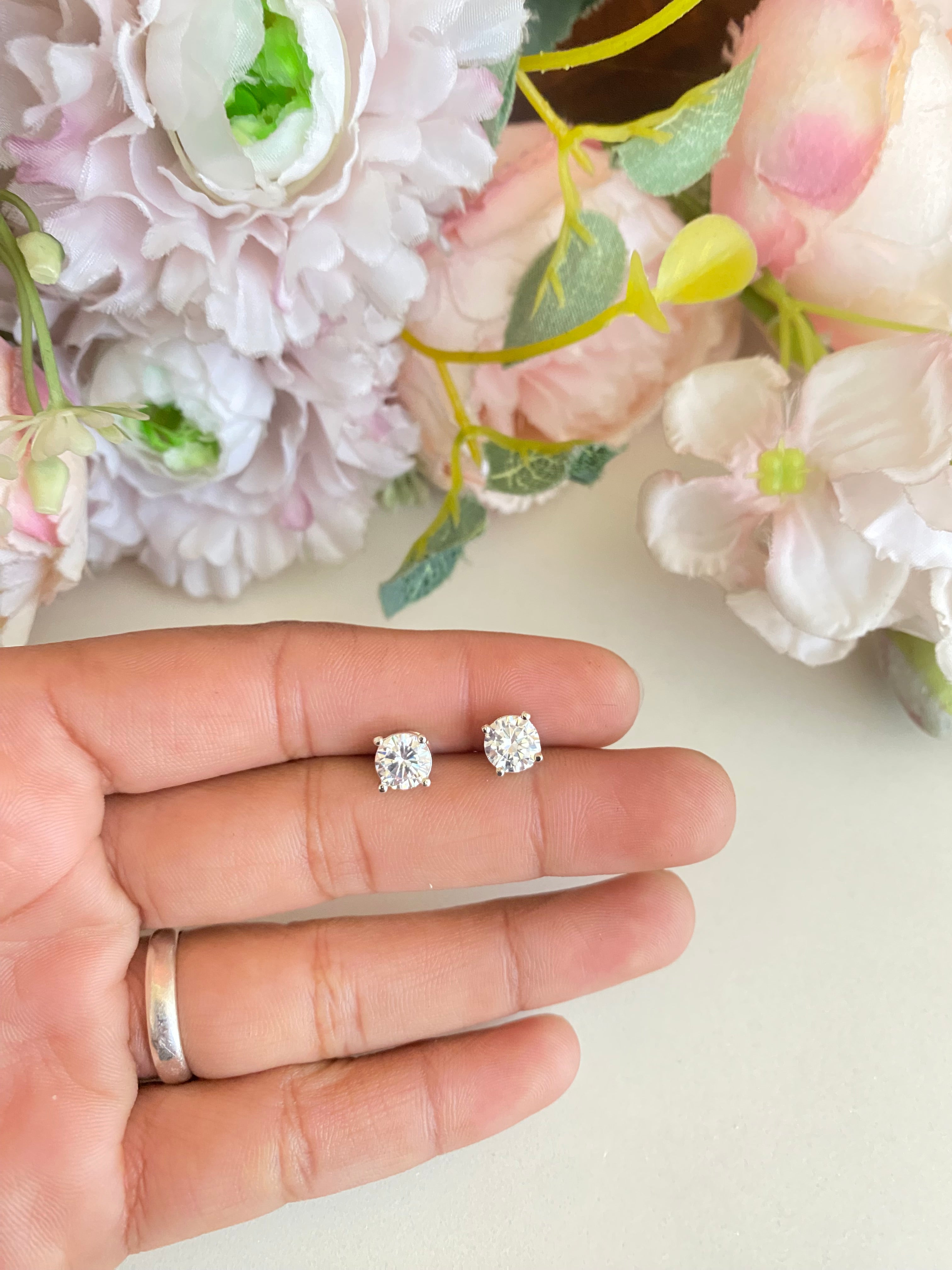 Silver Plated Diamond studs