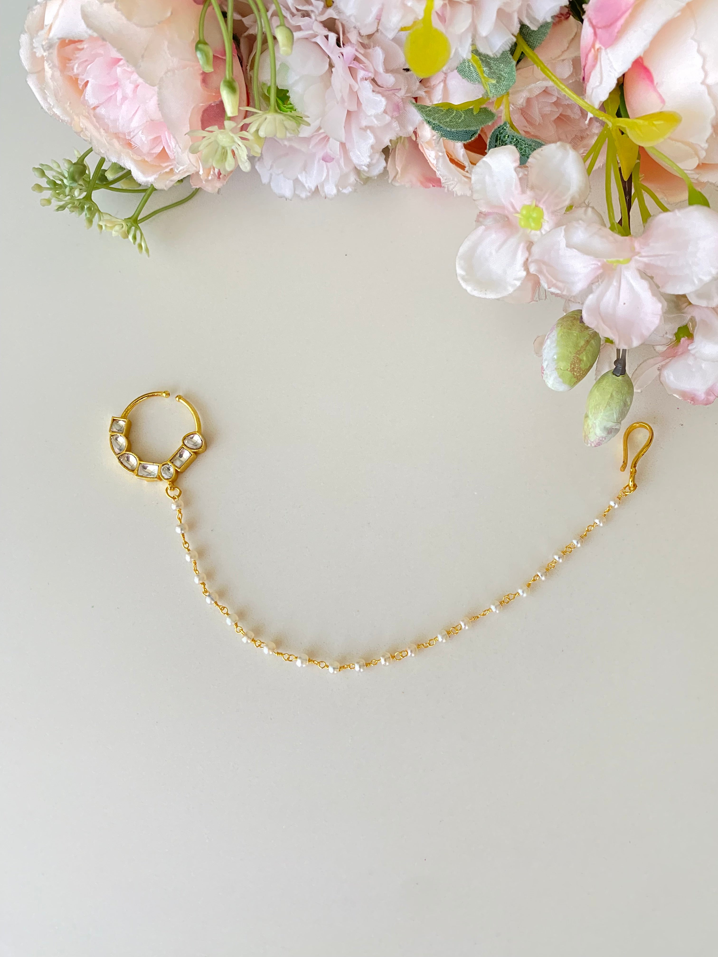 Gold plated Kundan Nose Ring