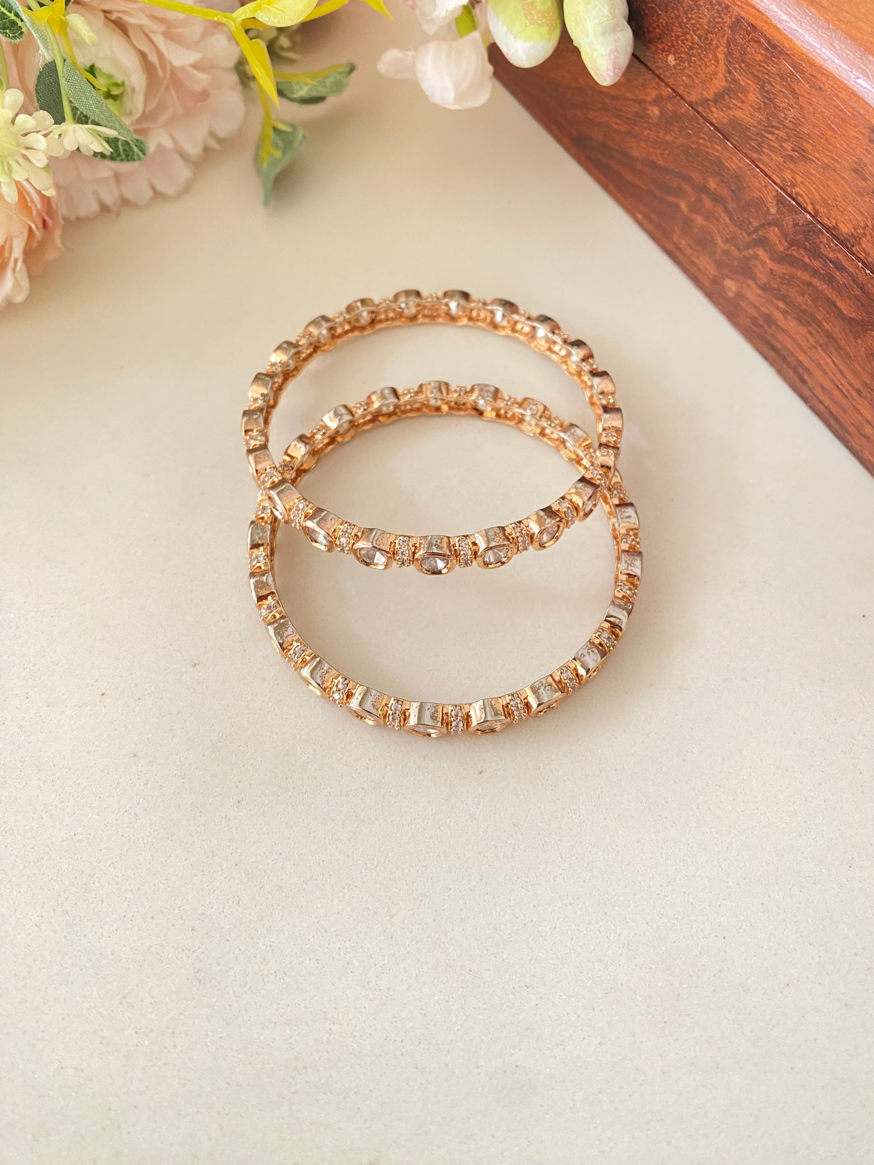 Gold plated Moissanite Bangles