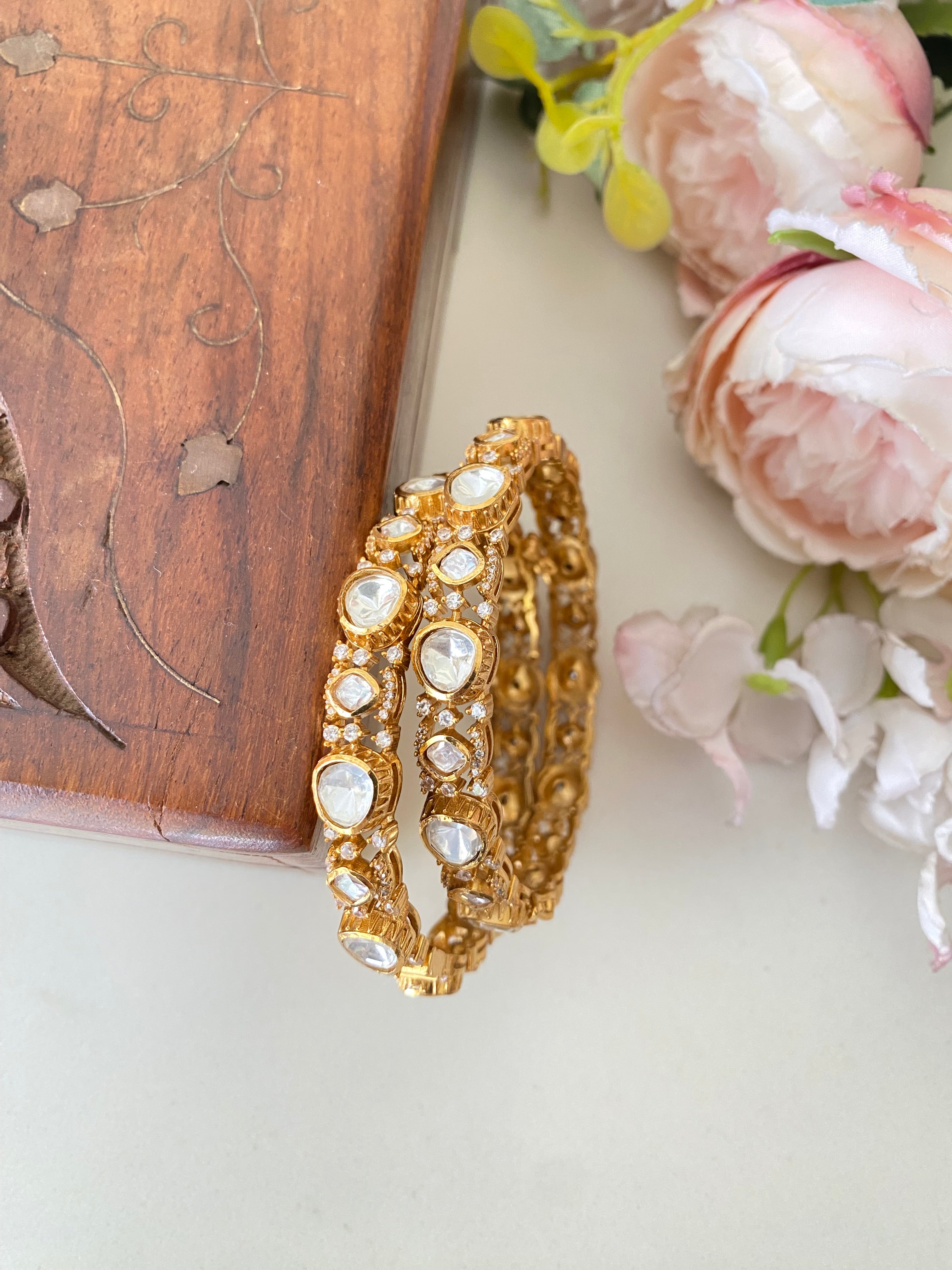 Gold plated Moissanite Bangles
