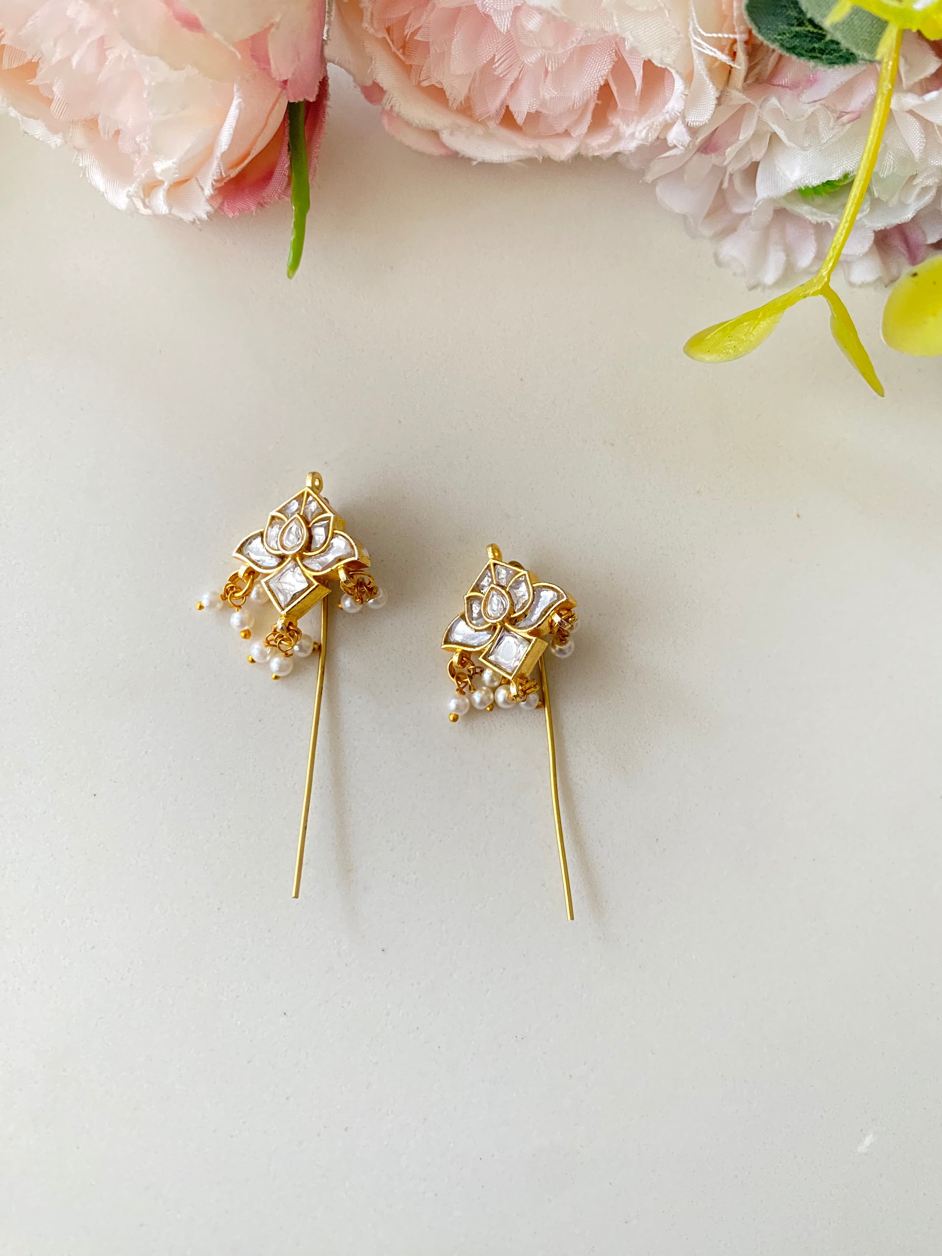 Gold Plated Kundan braid pin