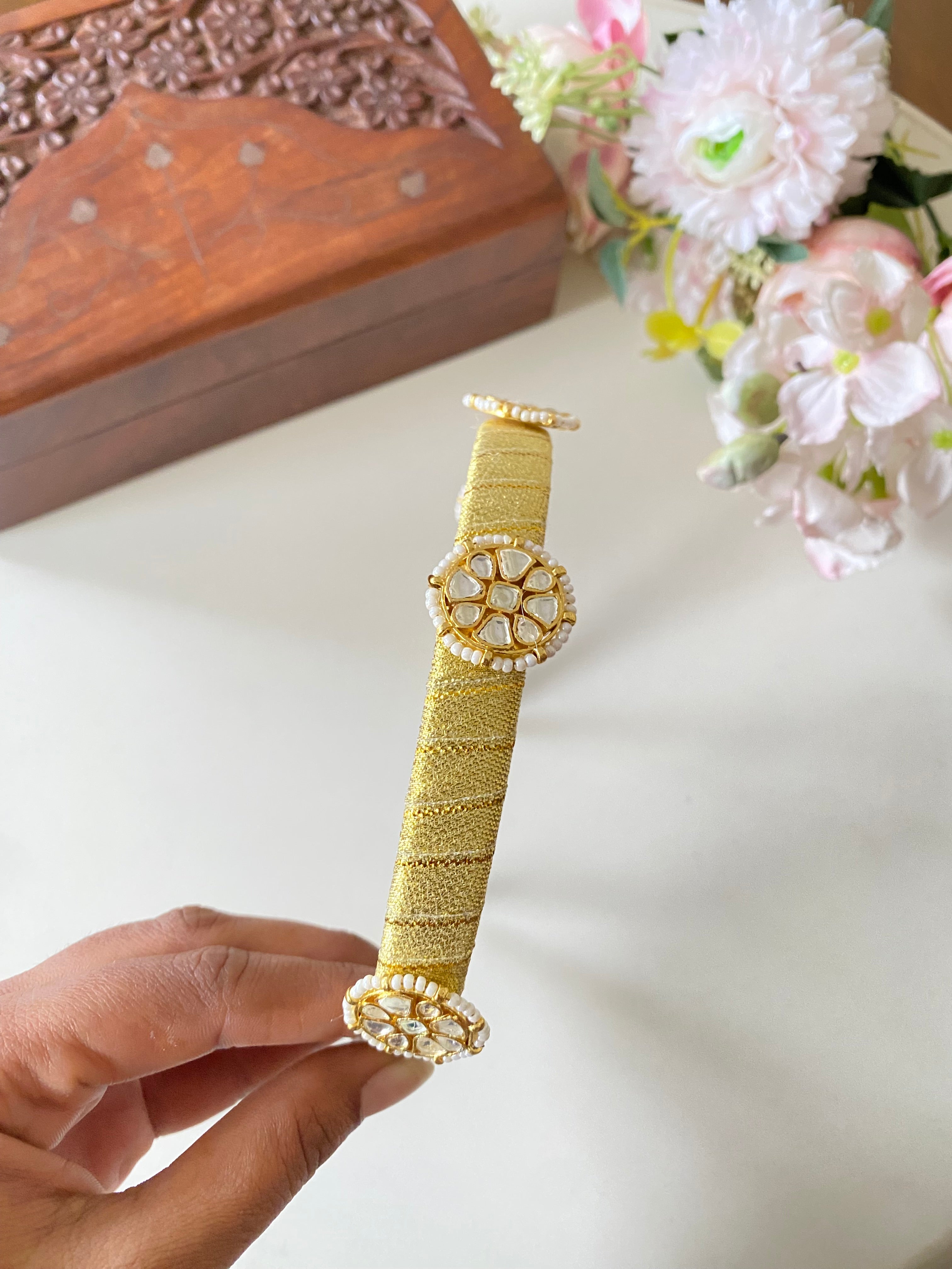Gold Plated Kundan Hairband