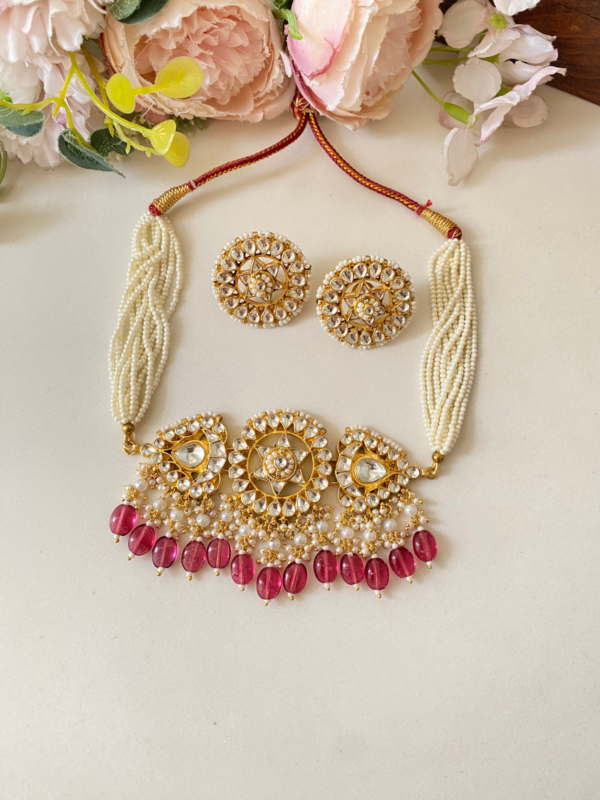 Gold plated kundan Choker Set