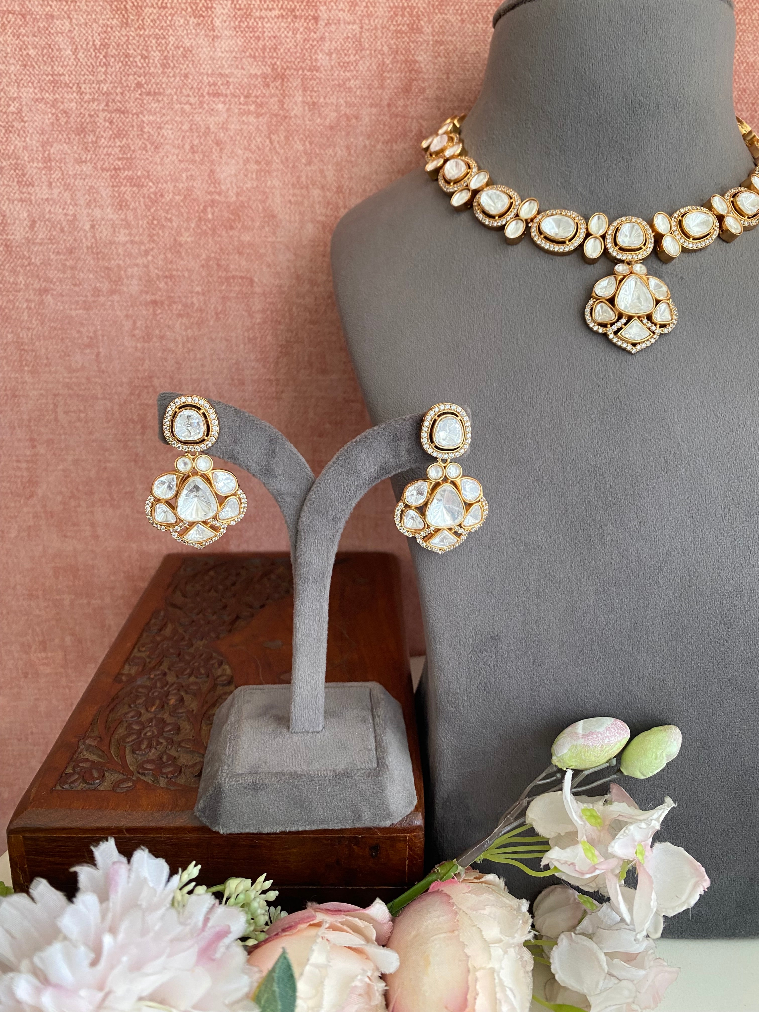 Moissanite Polki Necklace Set