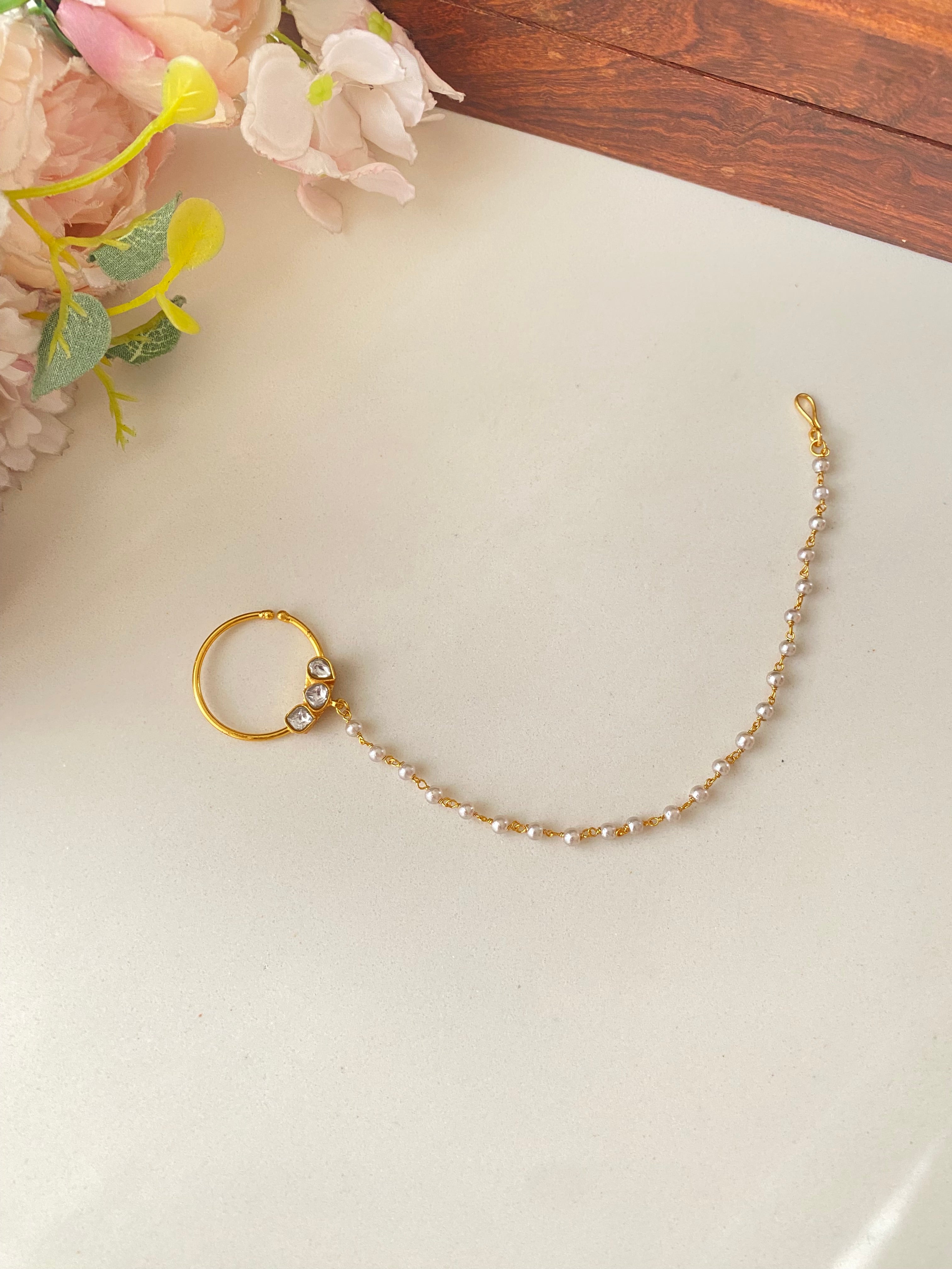 Gold plated Kundan Nose Ring