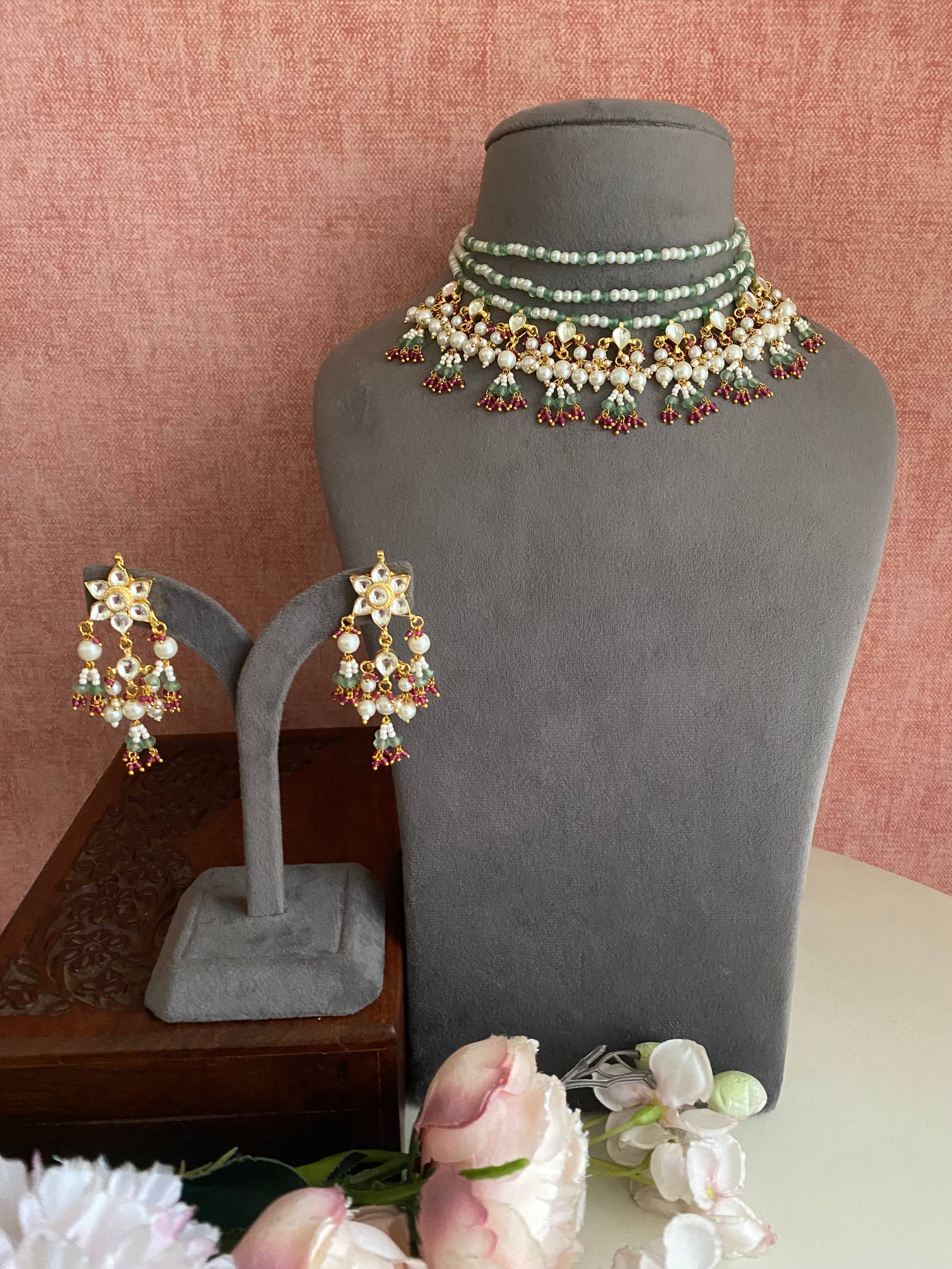 Gold Plated Kundan Necklace Set