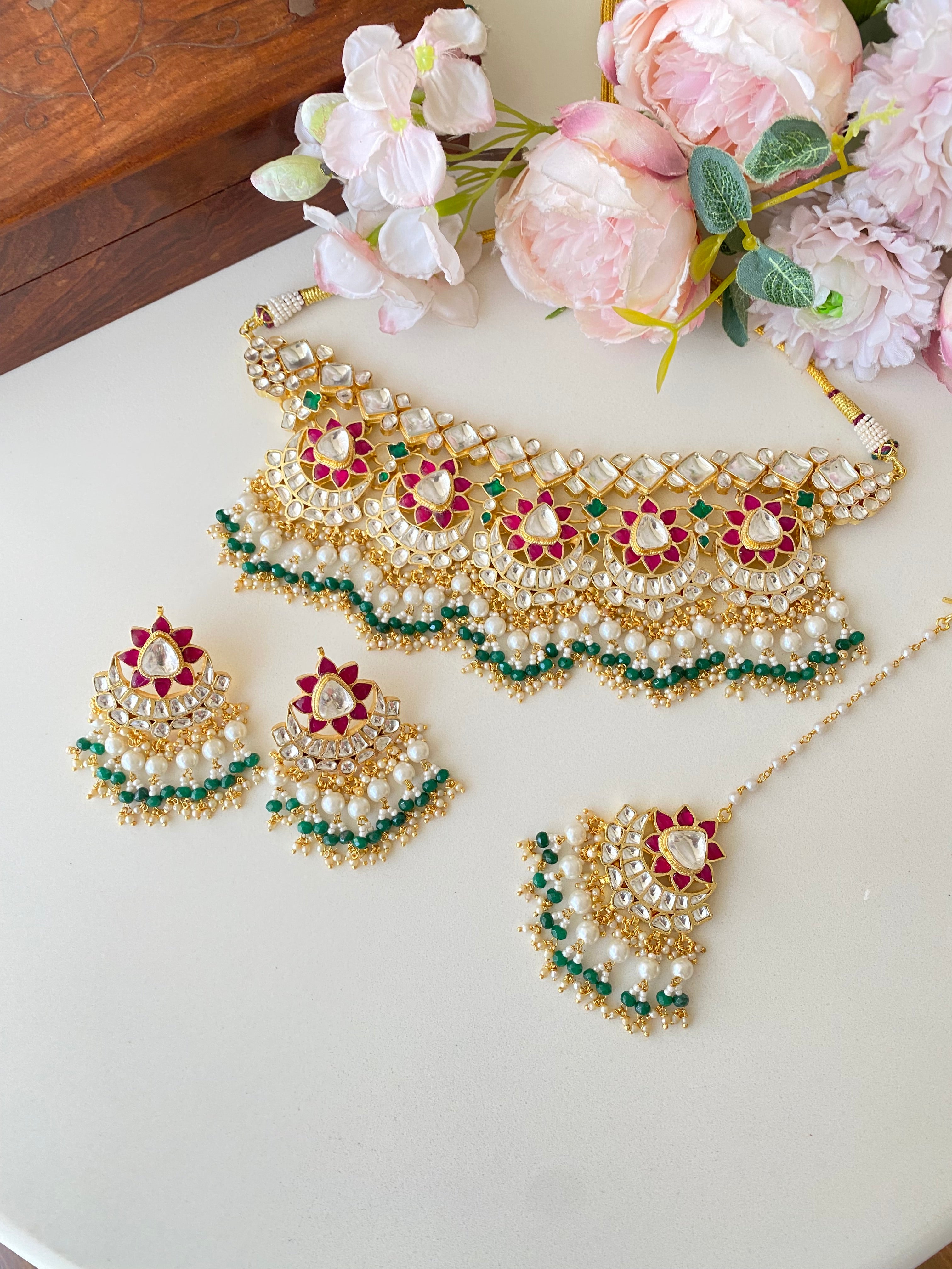 Kundan Multi color Bridal Necklace Set