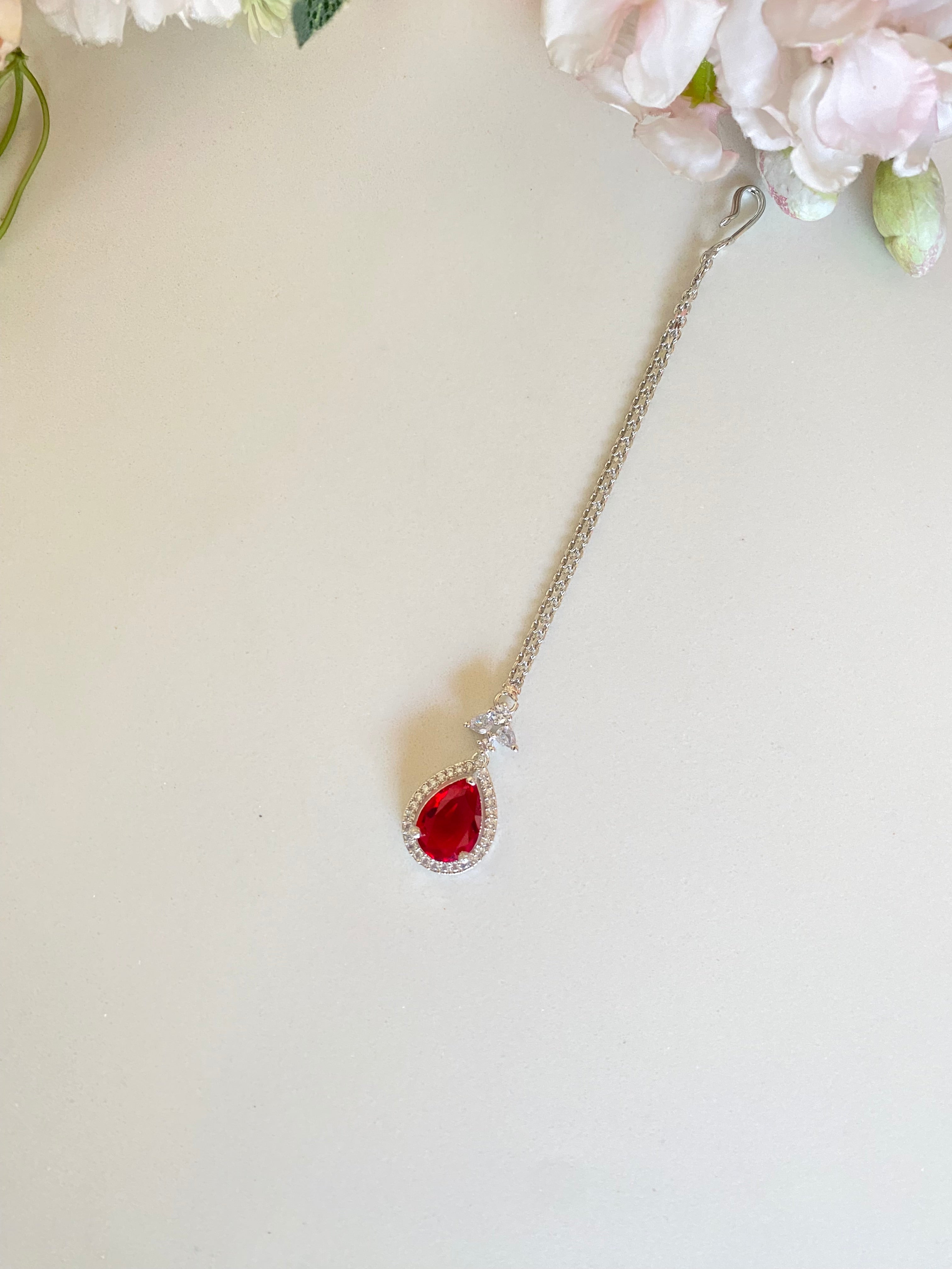 Silver Plated Ruby Diamond Tikka