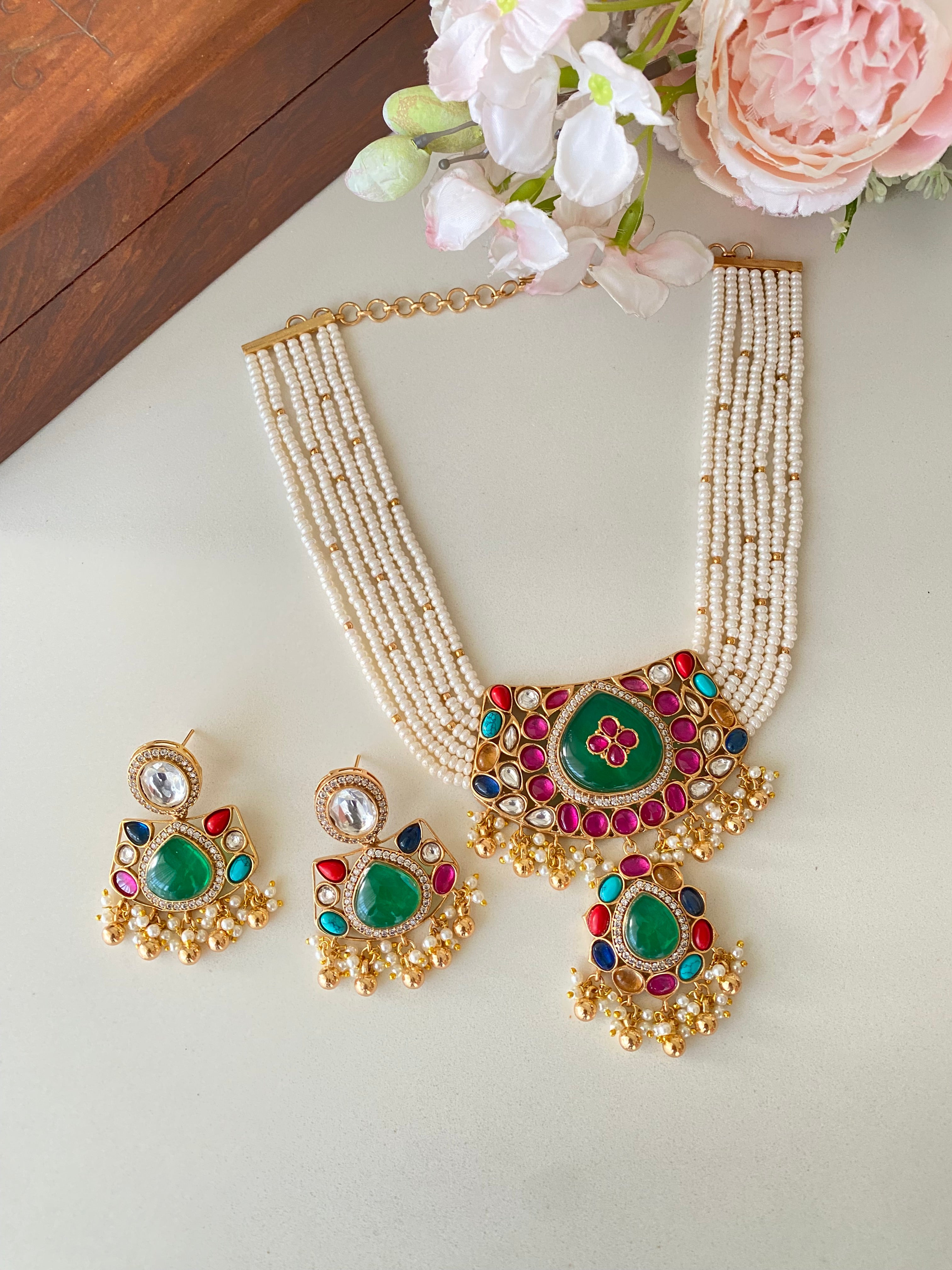 Multi Color Moissanite Necklace set