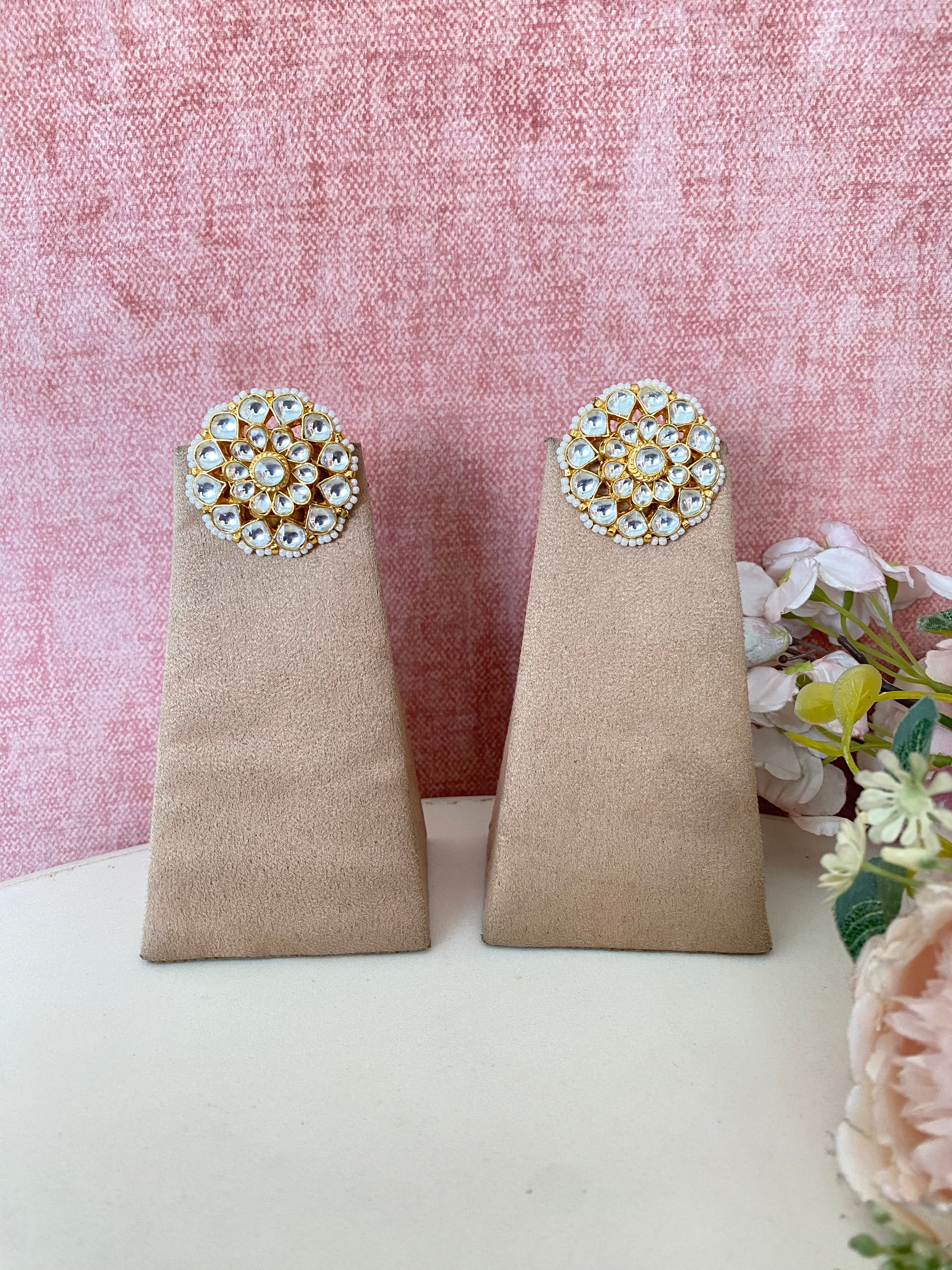 Gold Plated Kundan Studs