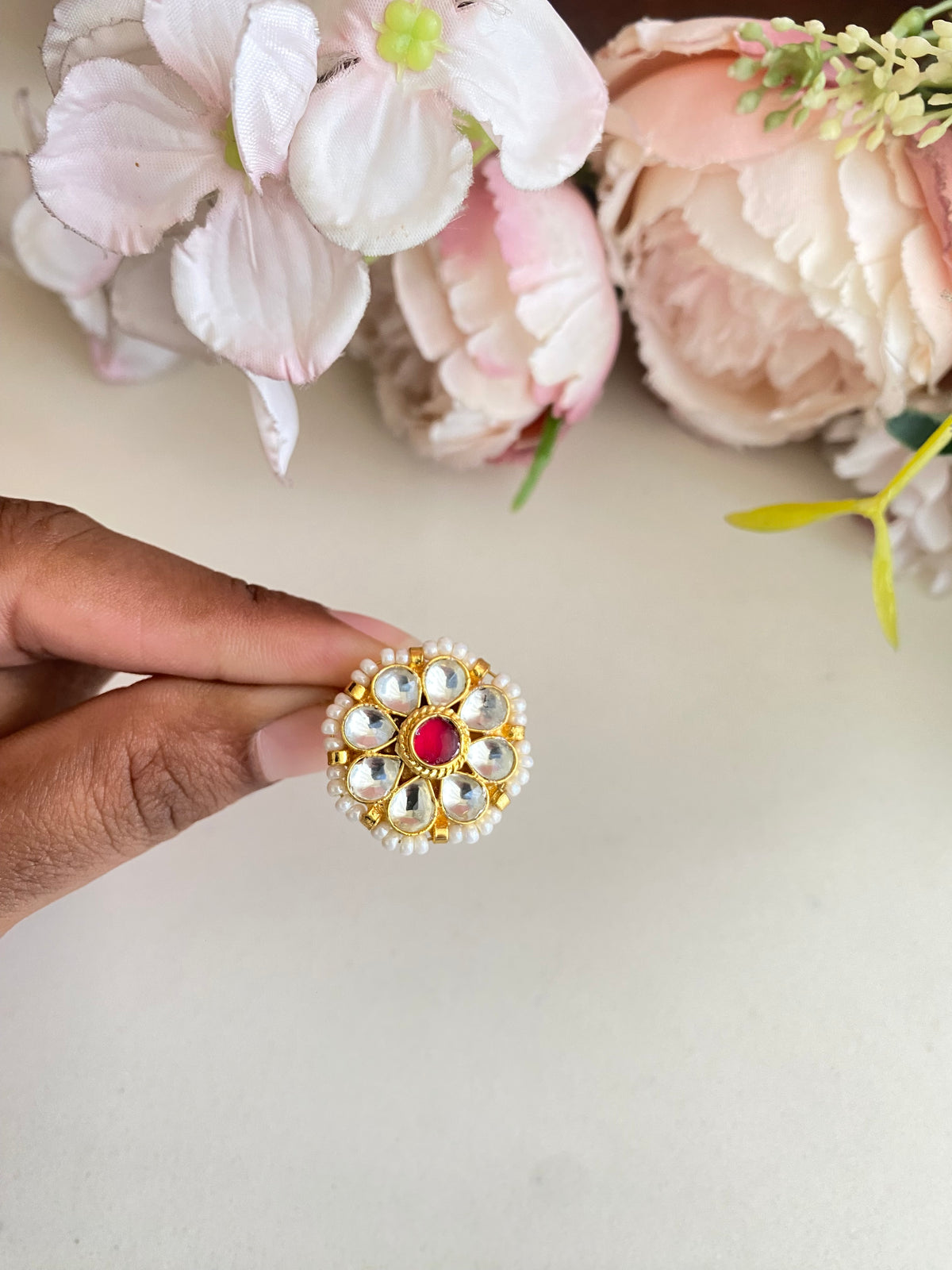 Gold plated Kundan Ring