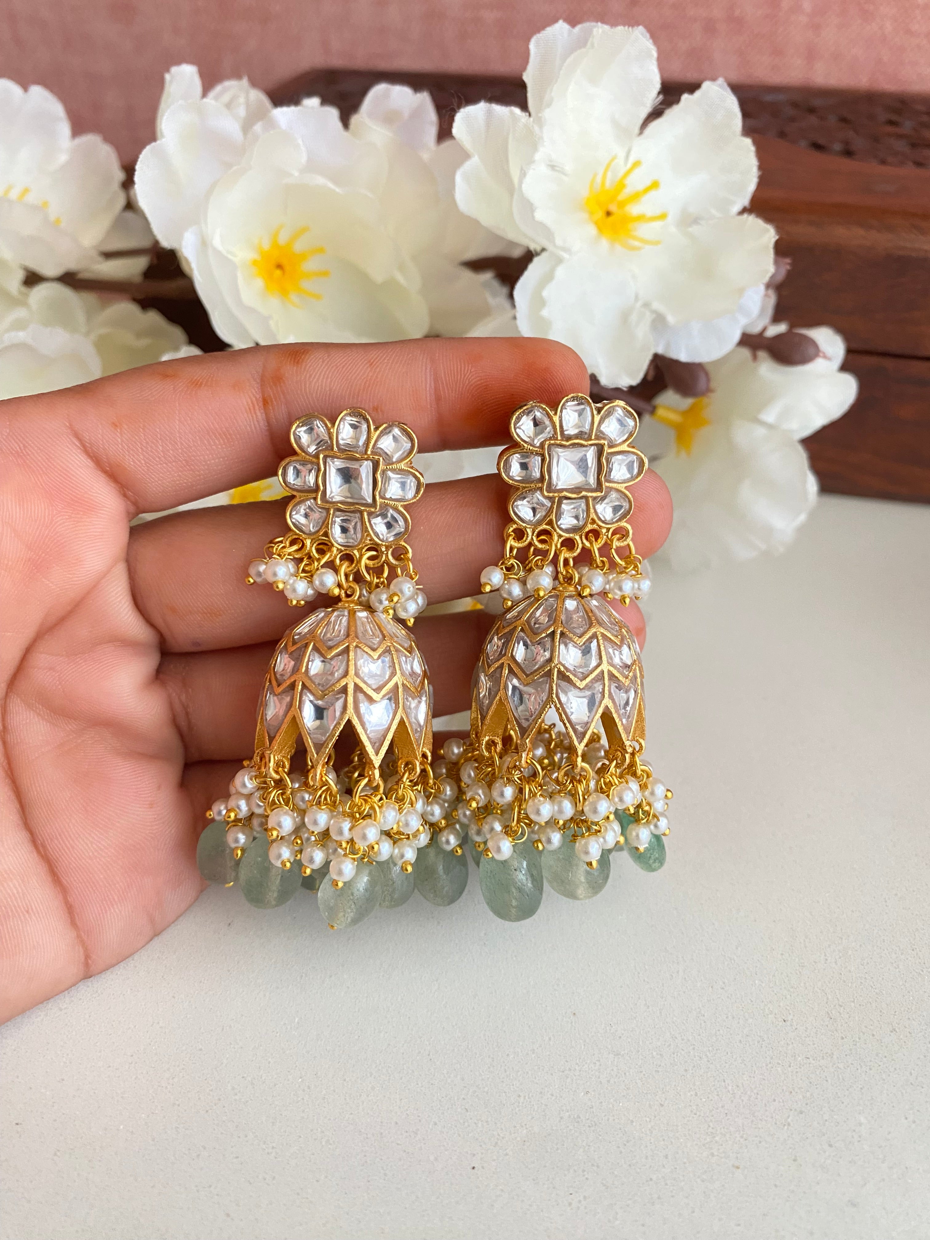 Gold Plated Kundan Jhumka