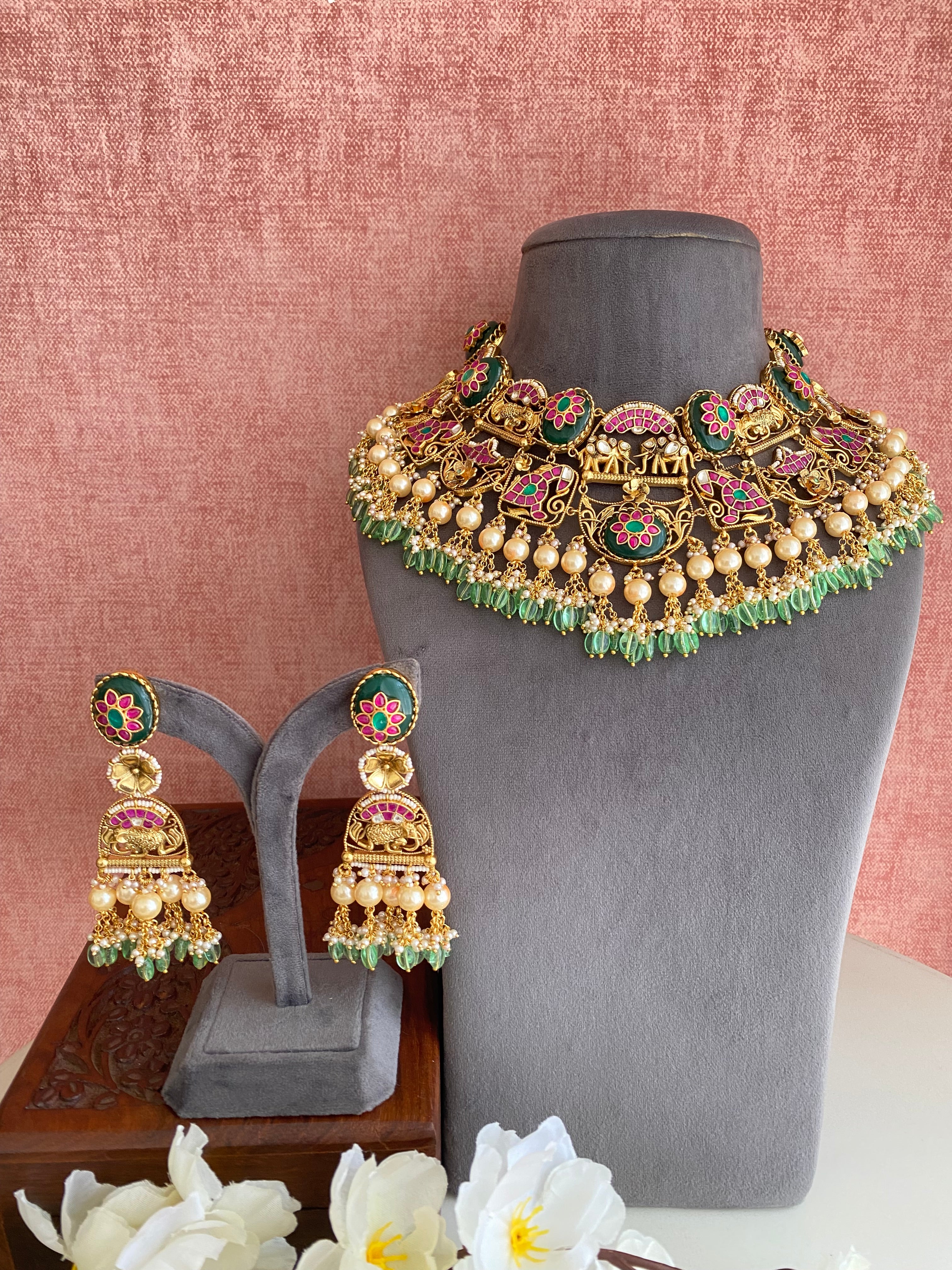 Gold plated Kundan Bridal Necklace Set