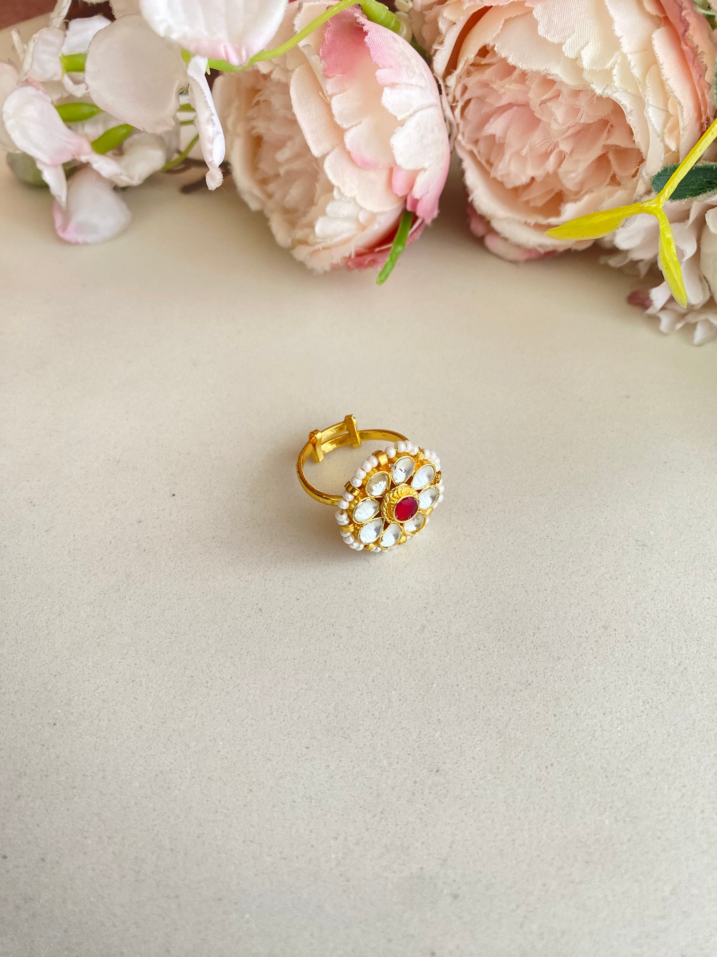 Gold plated Kundan Ring