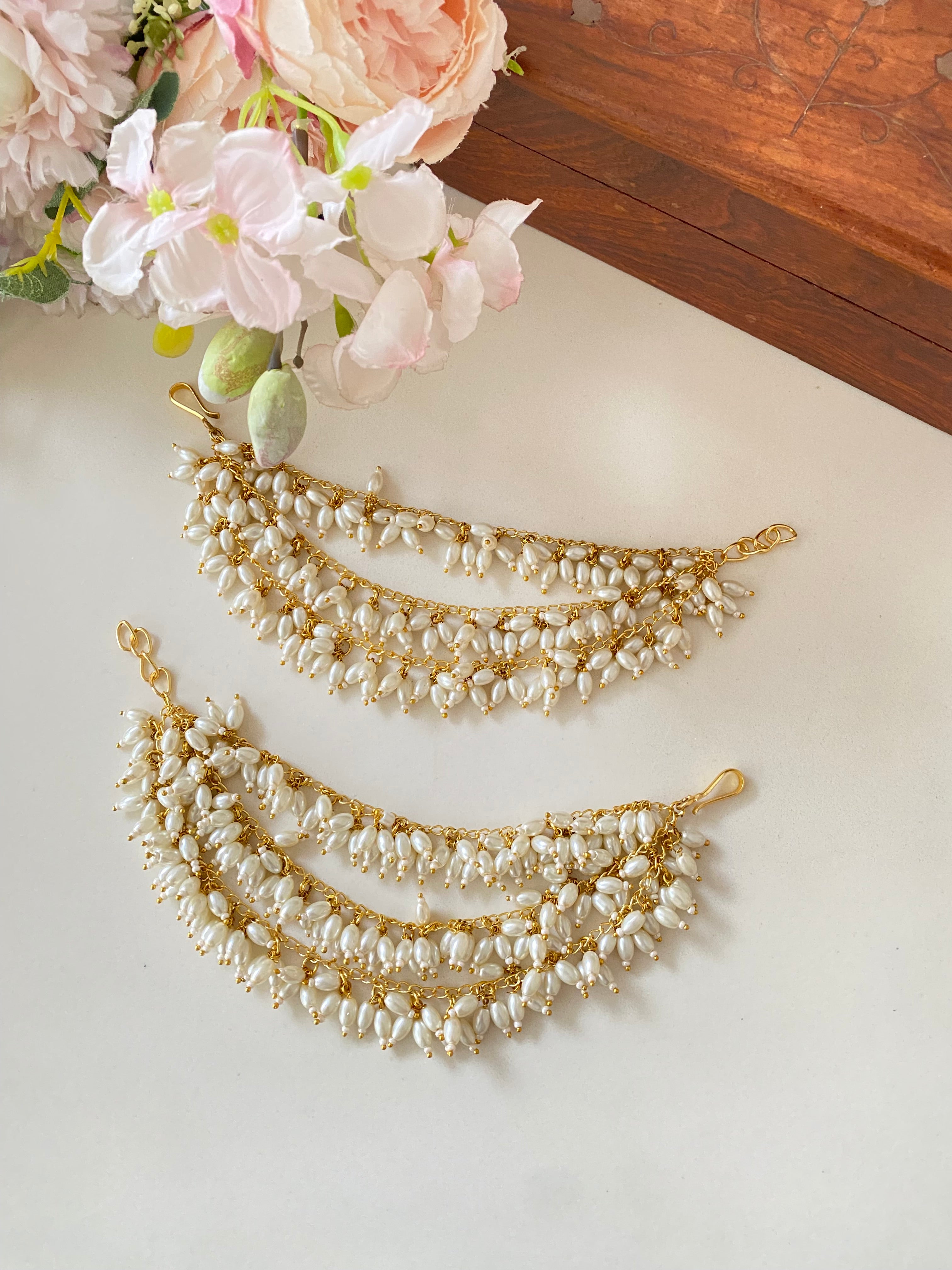 Gold plated Pearl ear chain