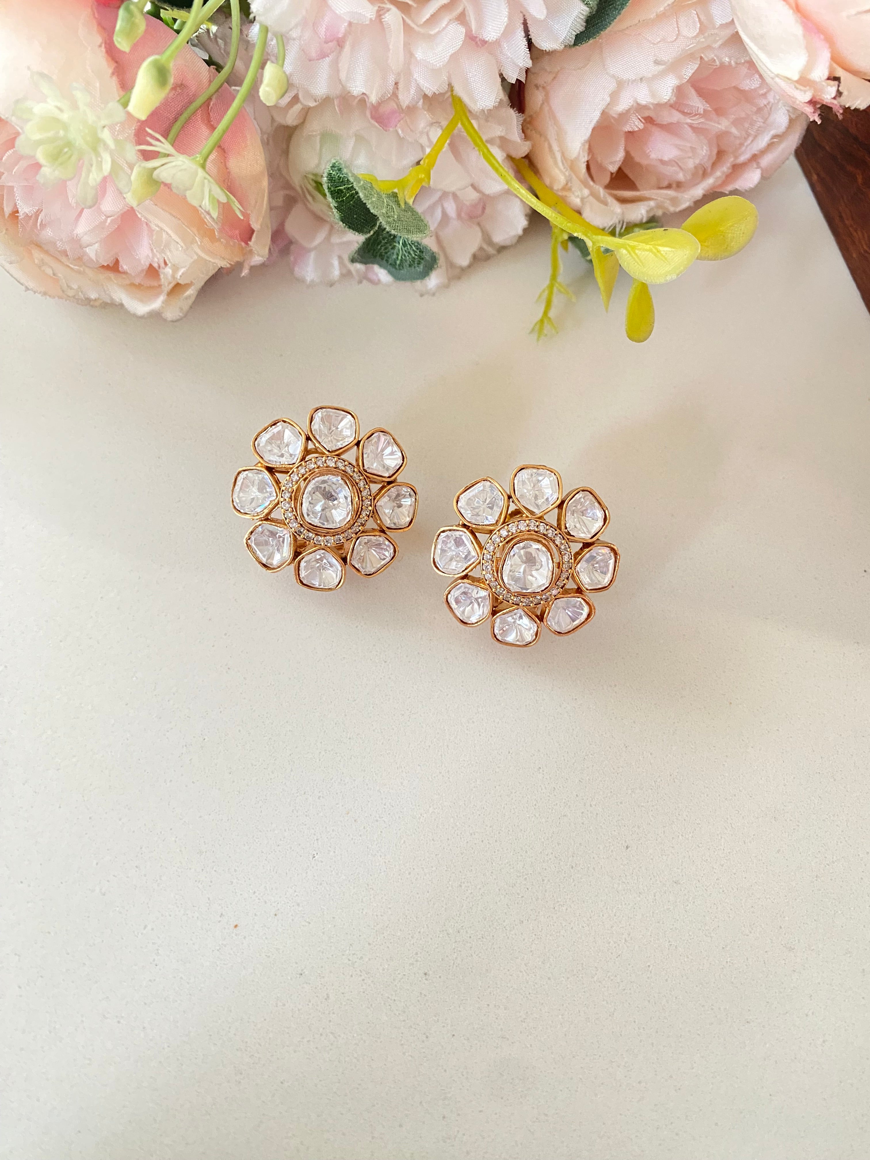 Gold plated Moissanite studs