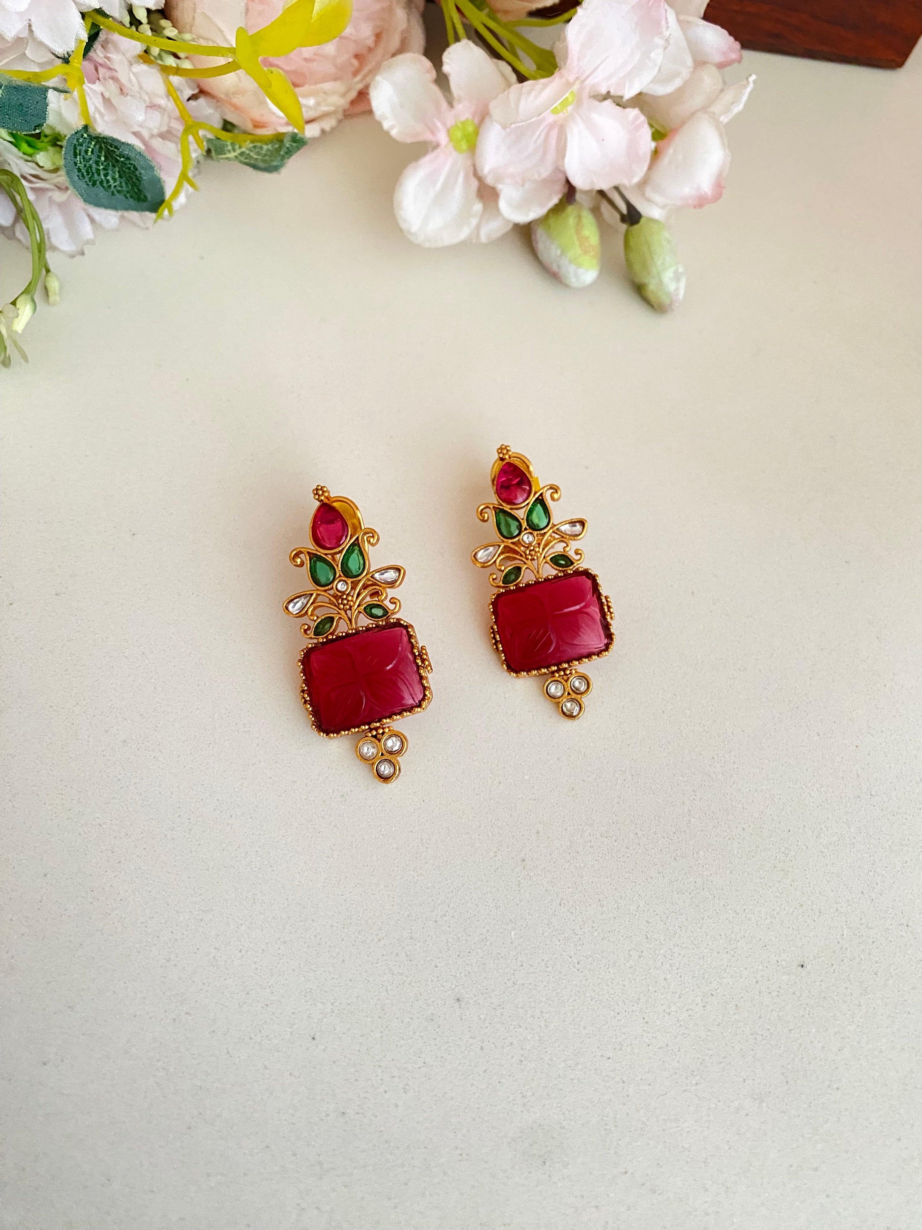 Moissanite Red Earrings