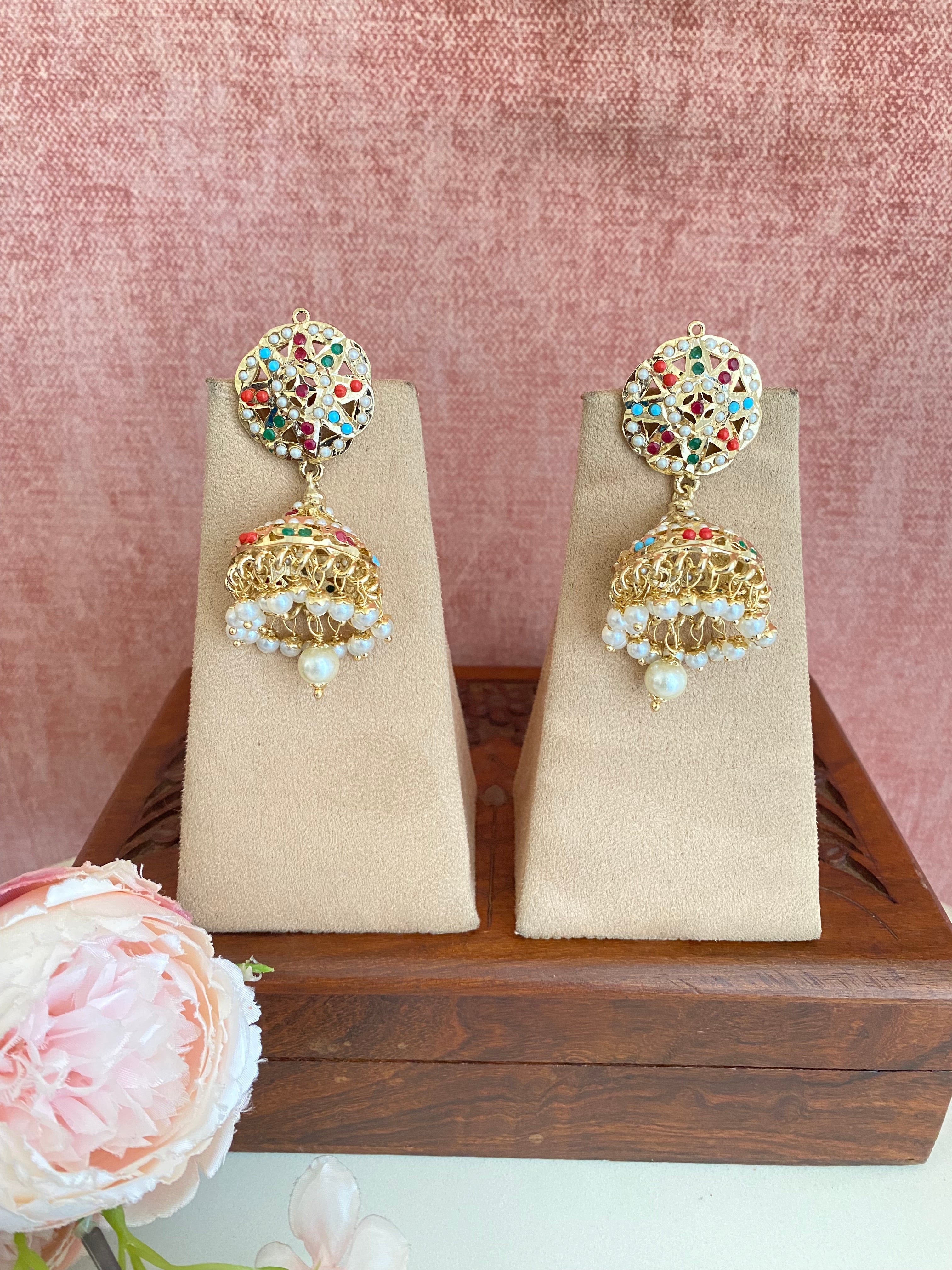 Multicolour Jadau Jhumka