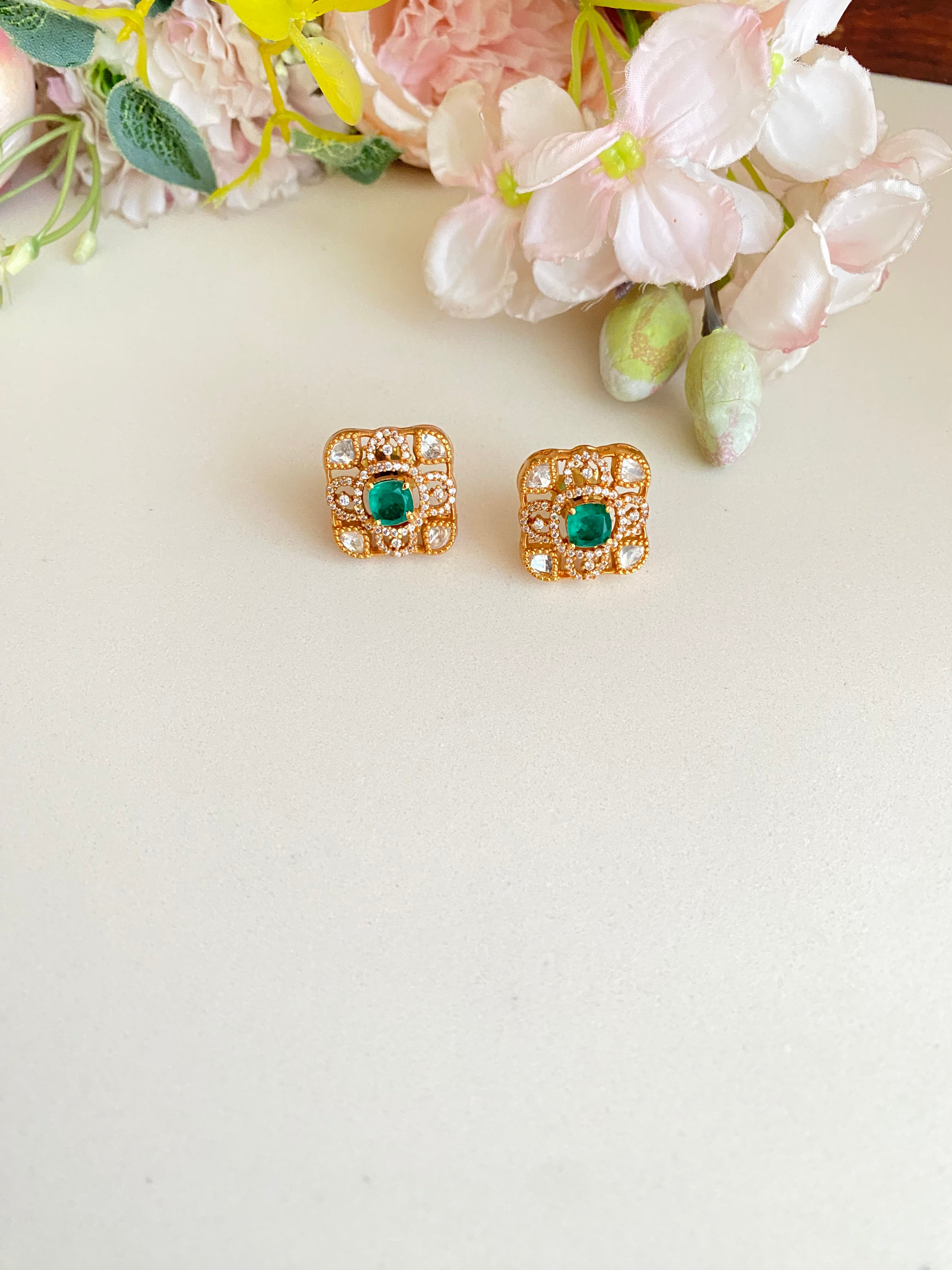 Gold plated Moissanite Studs