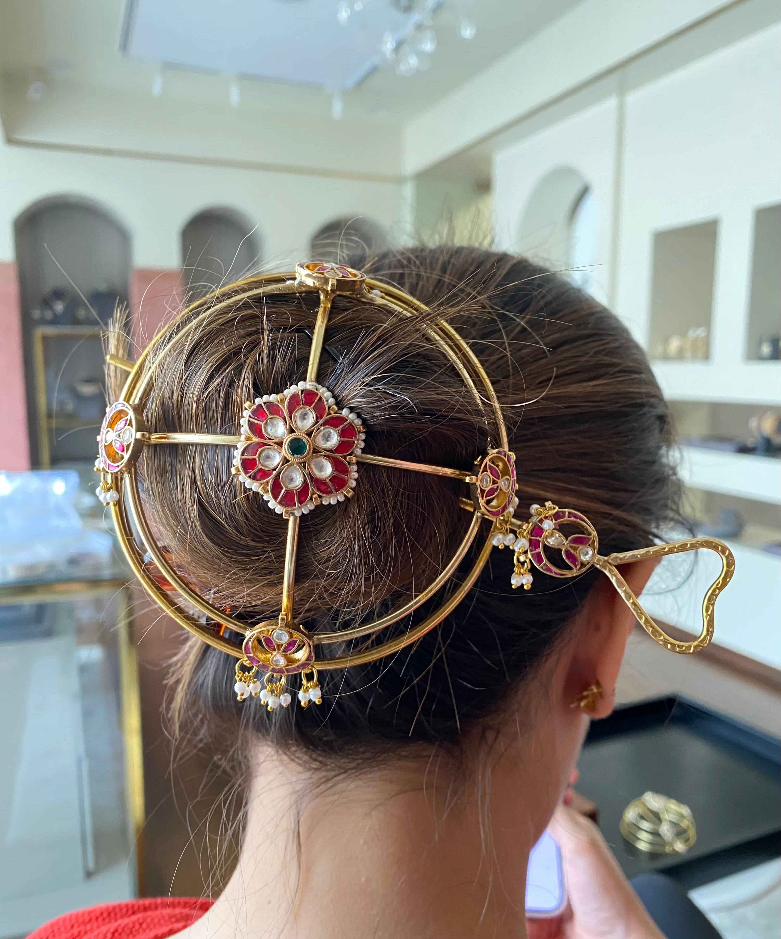 Kundan Hair Bun Holder with Juda Stick
