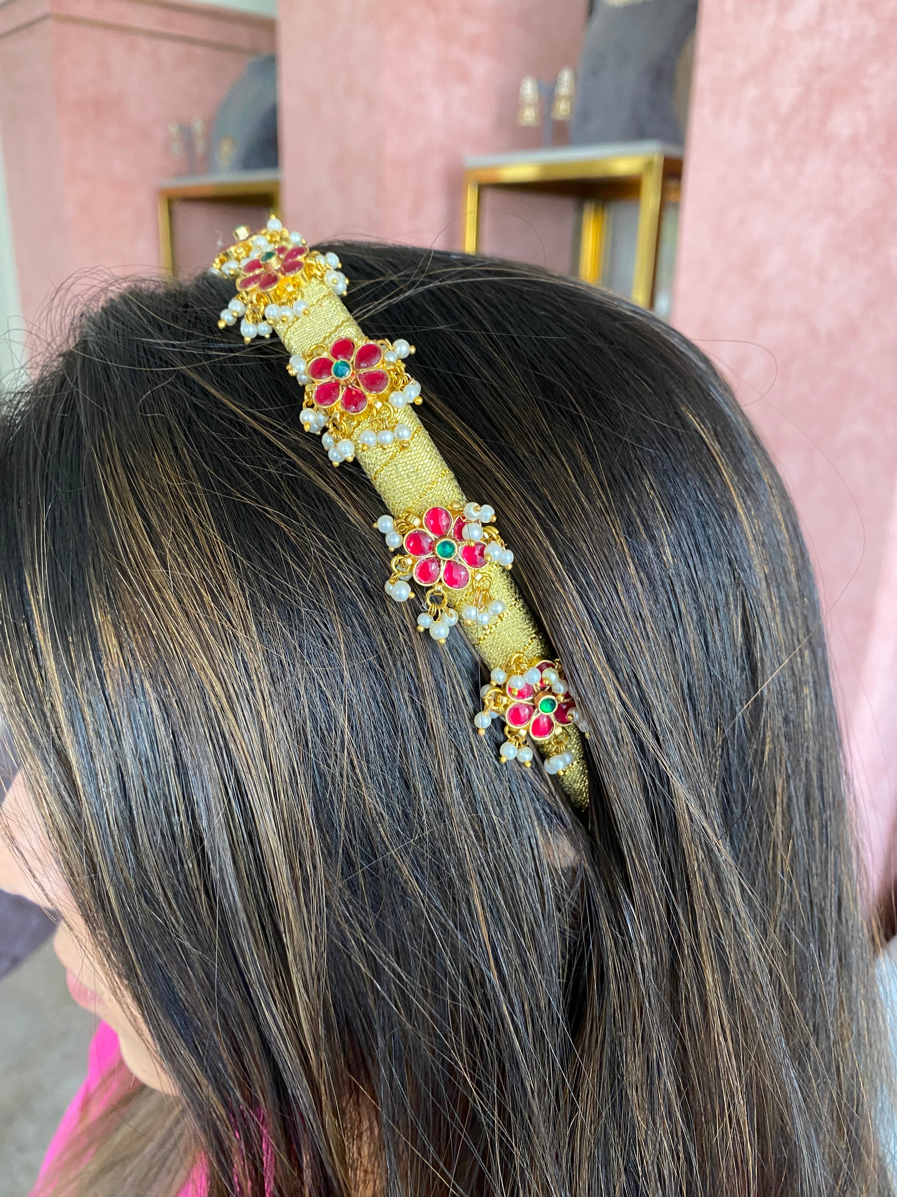 Gold Plated Kundan Hairband