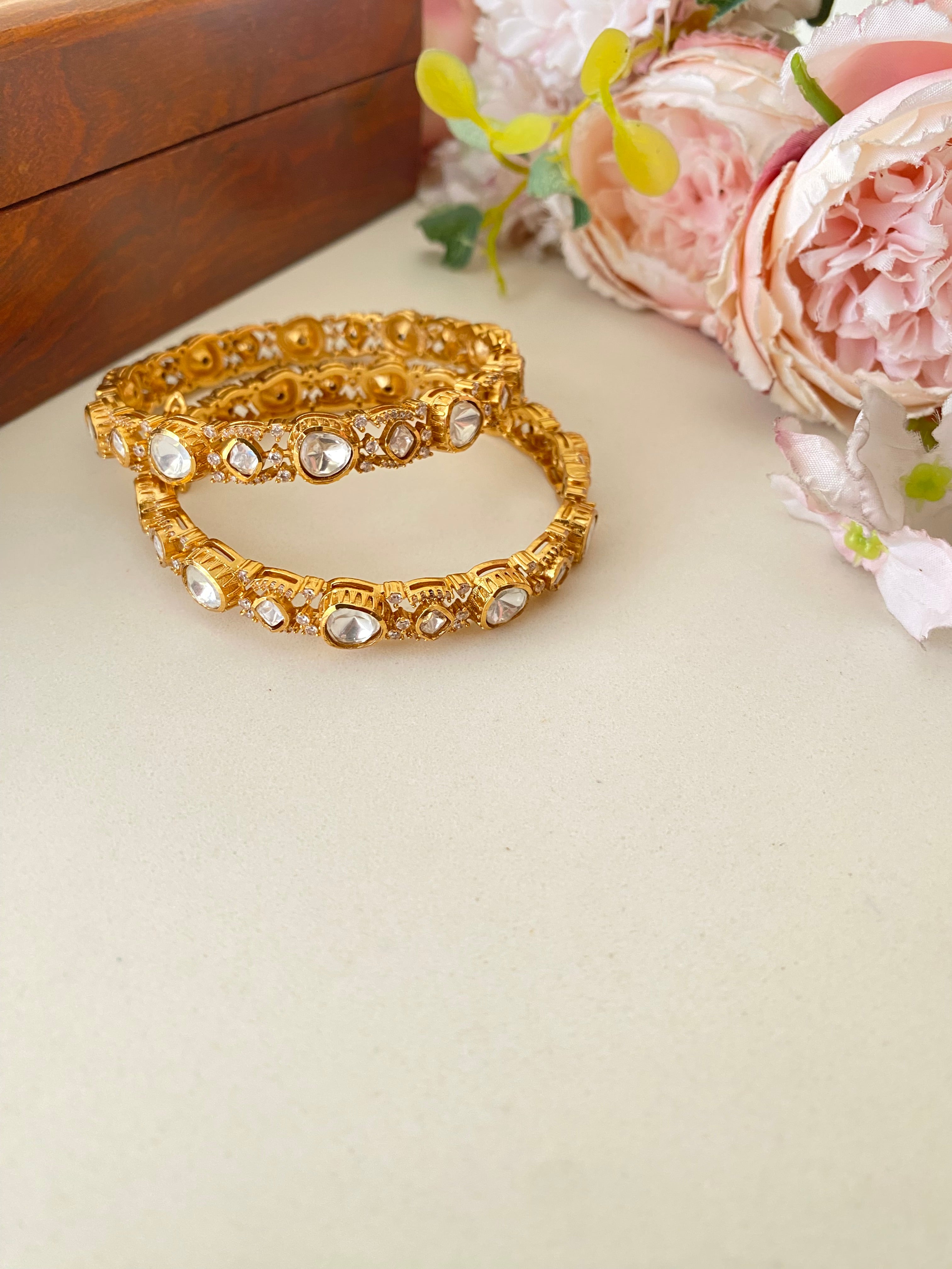 Gold plated Moissanite Bangles