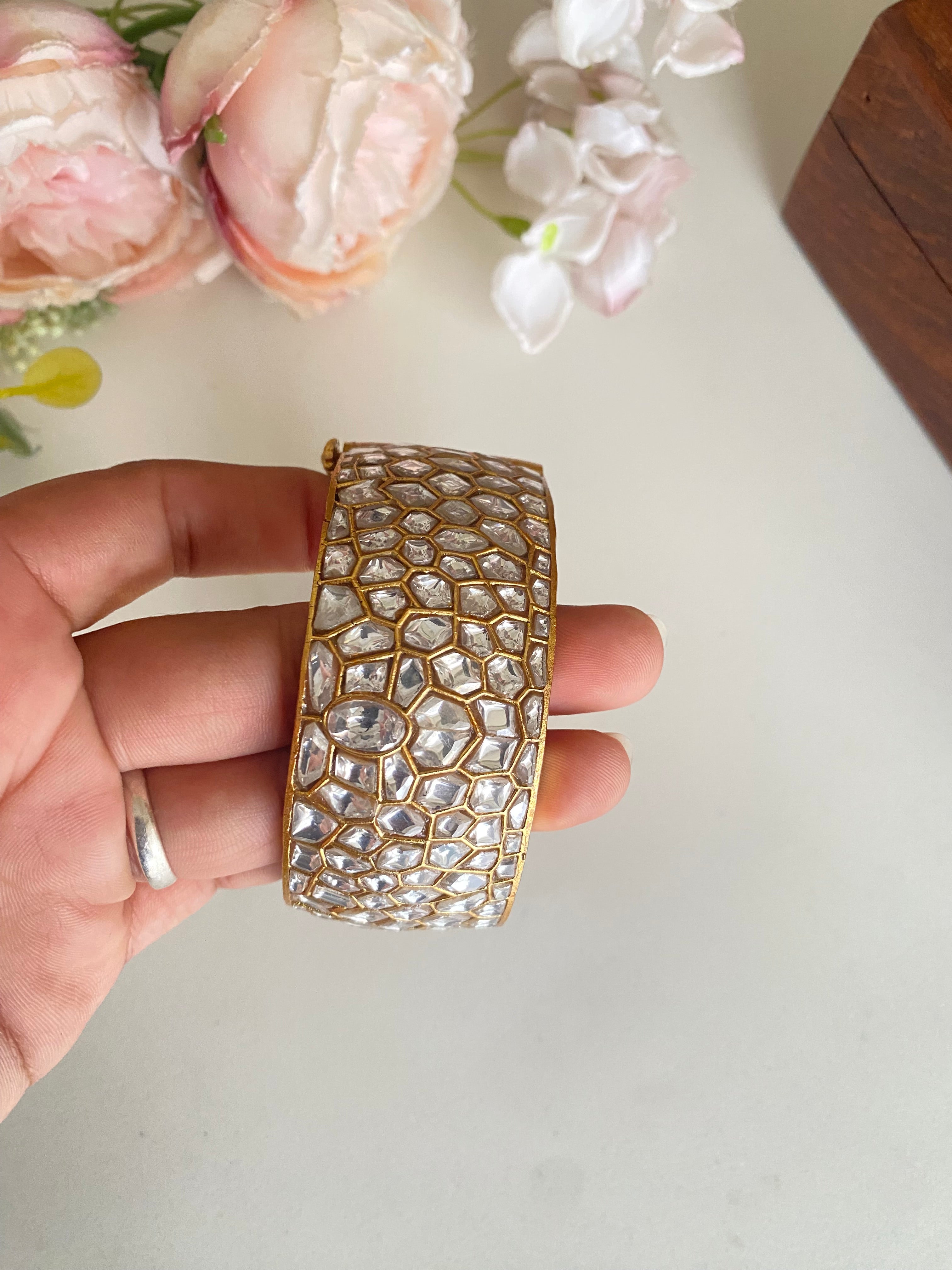 Gold Plated Kundan kada