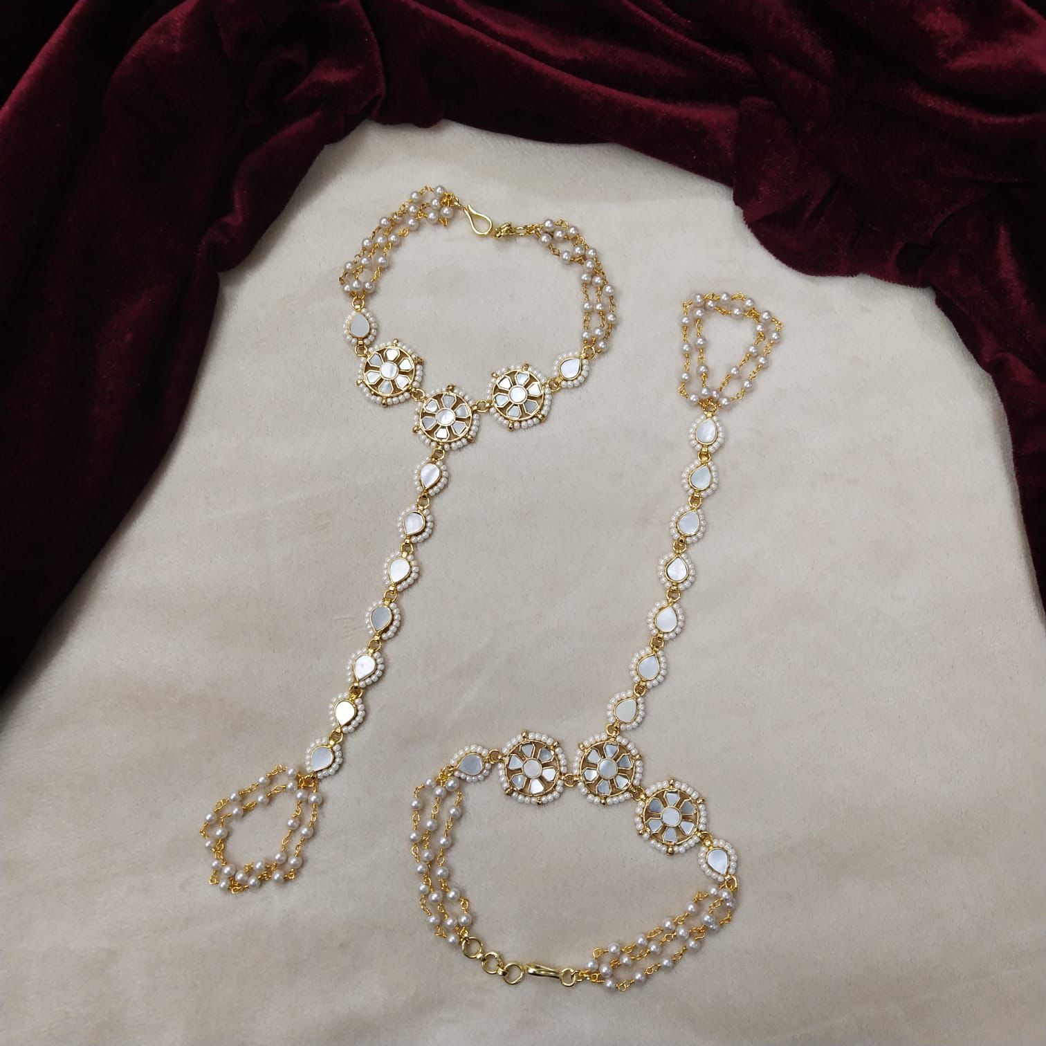 Gold plated Mother of Pearl Hathphool