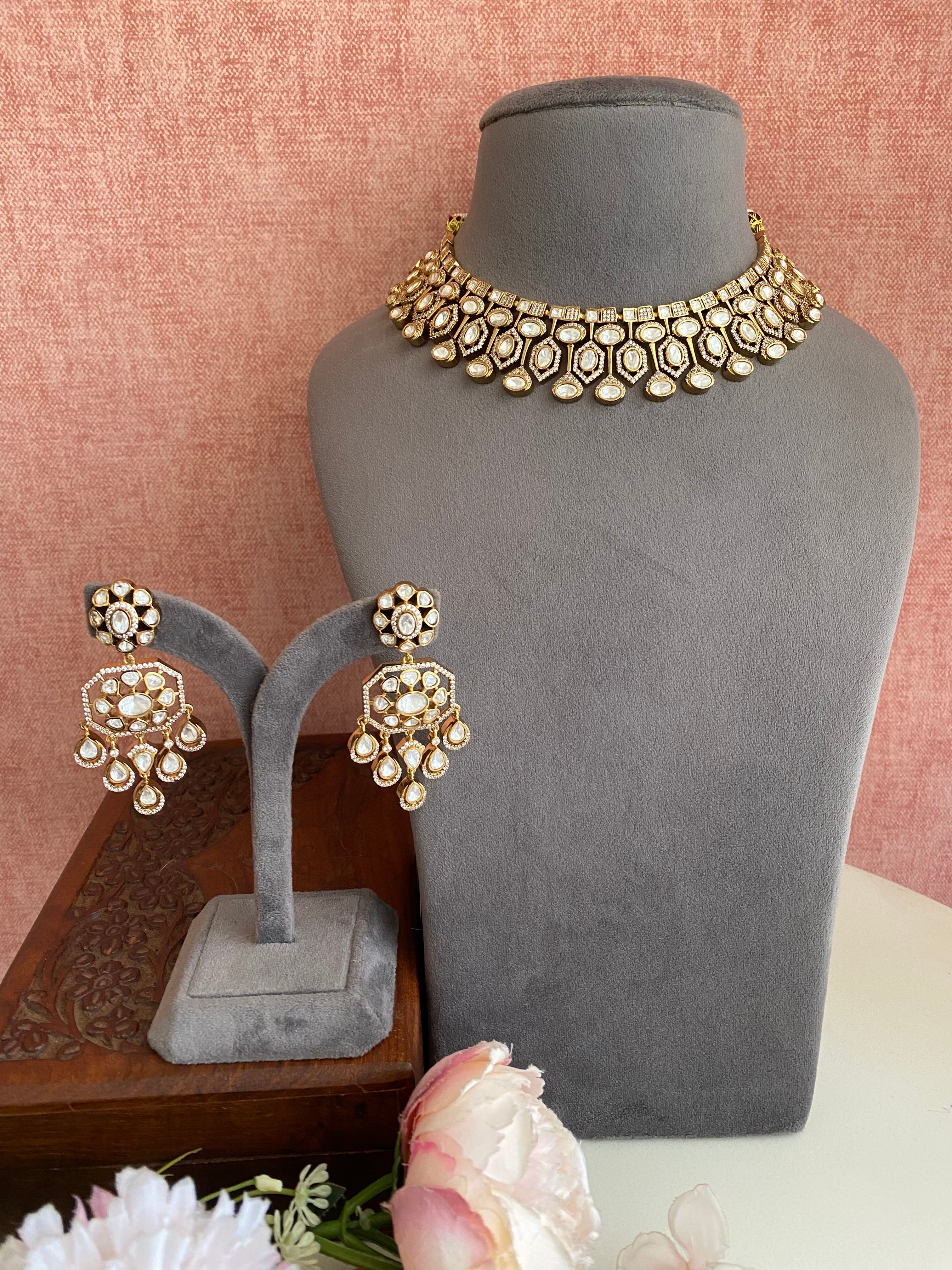 Moissanite Polki Necklace Set