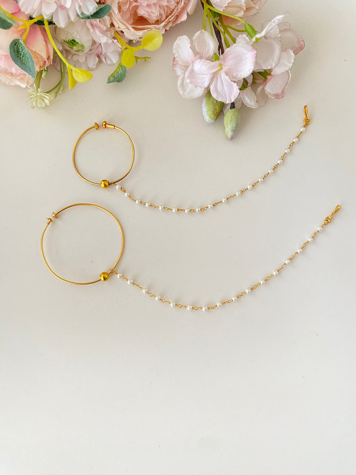 Gold Plated Pearl nose ring in golden pearl