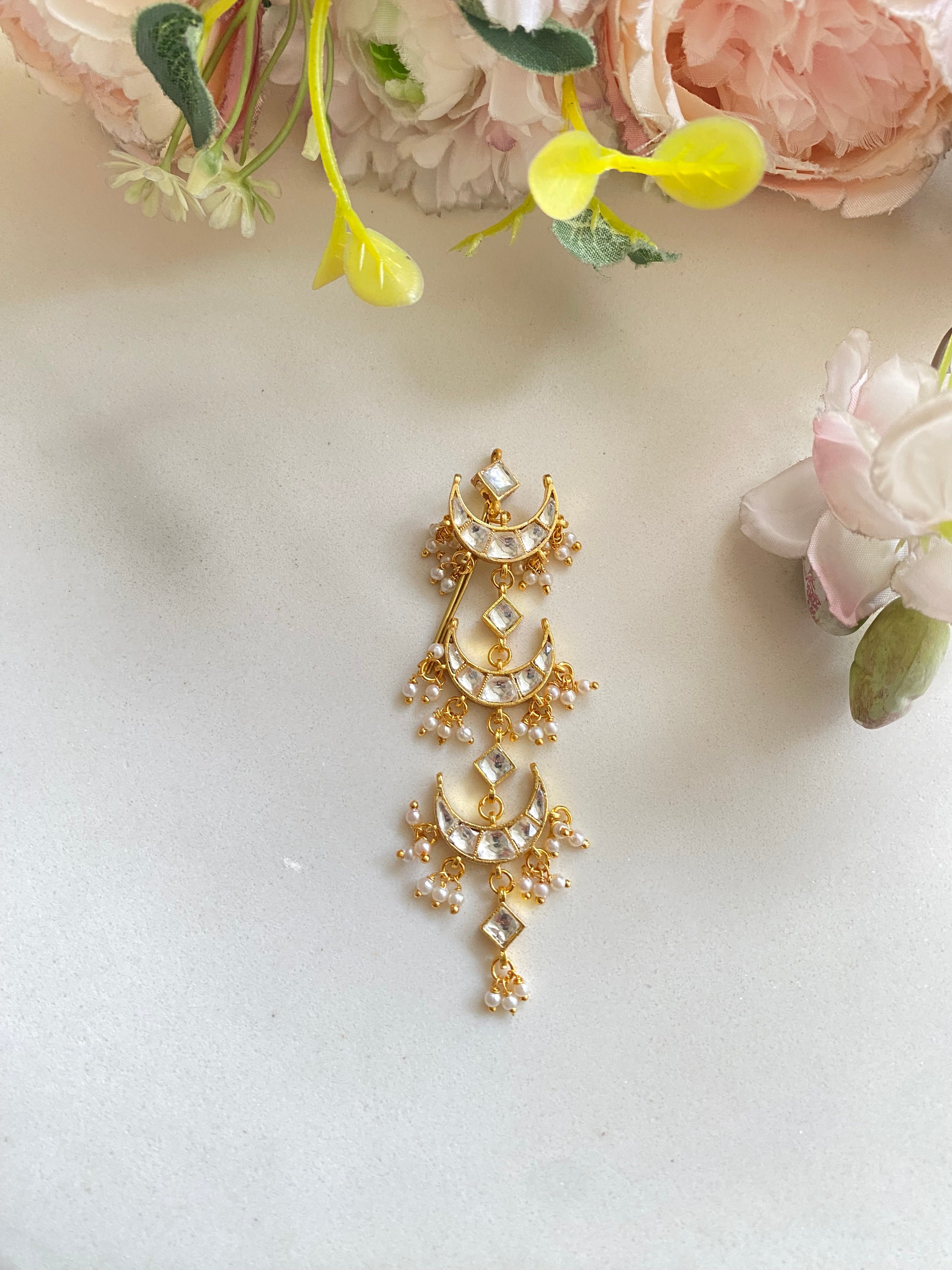 Gold Plated Kundan braid pin