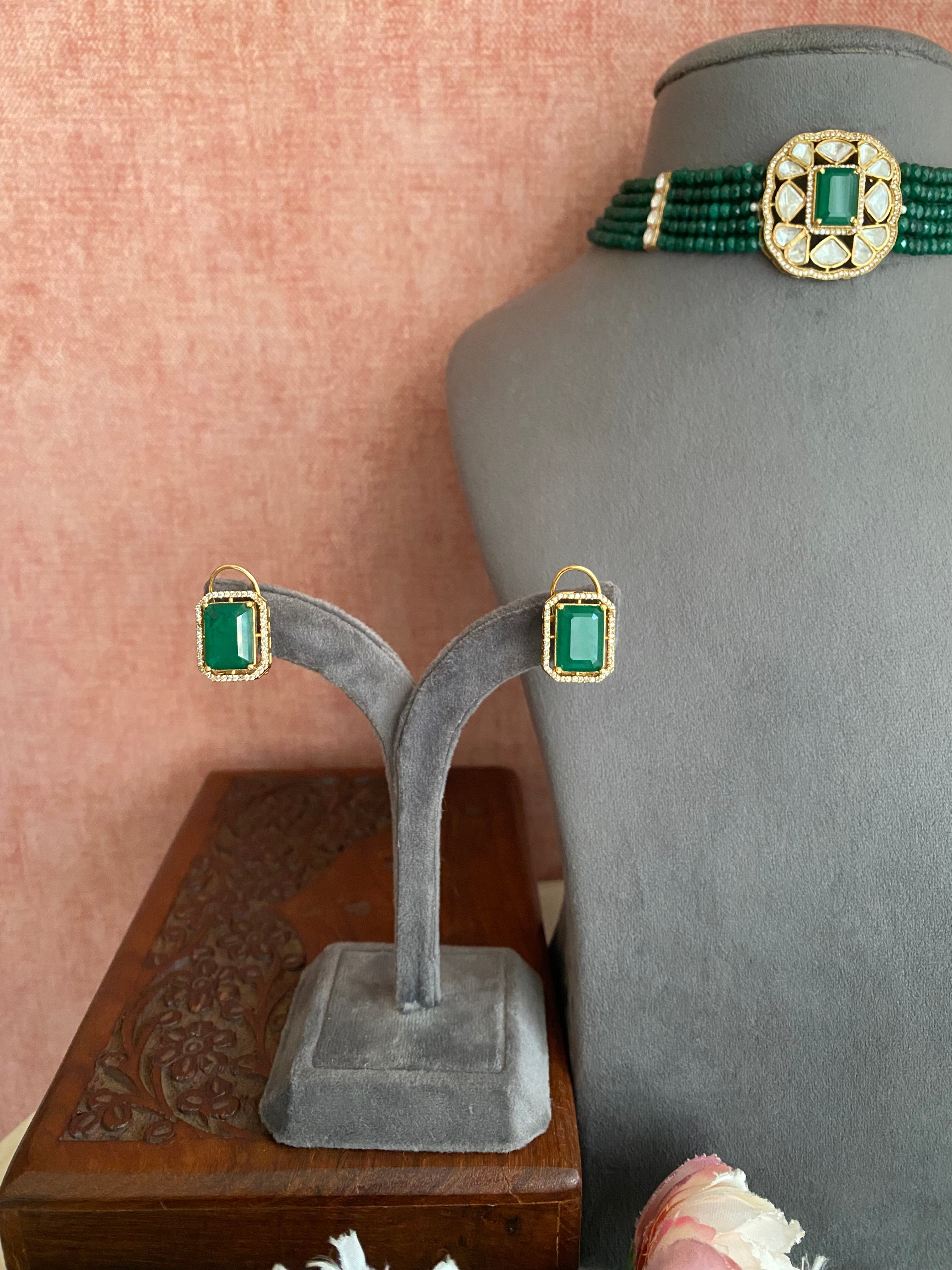 Moissanite Green Choker Set