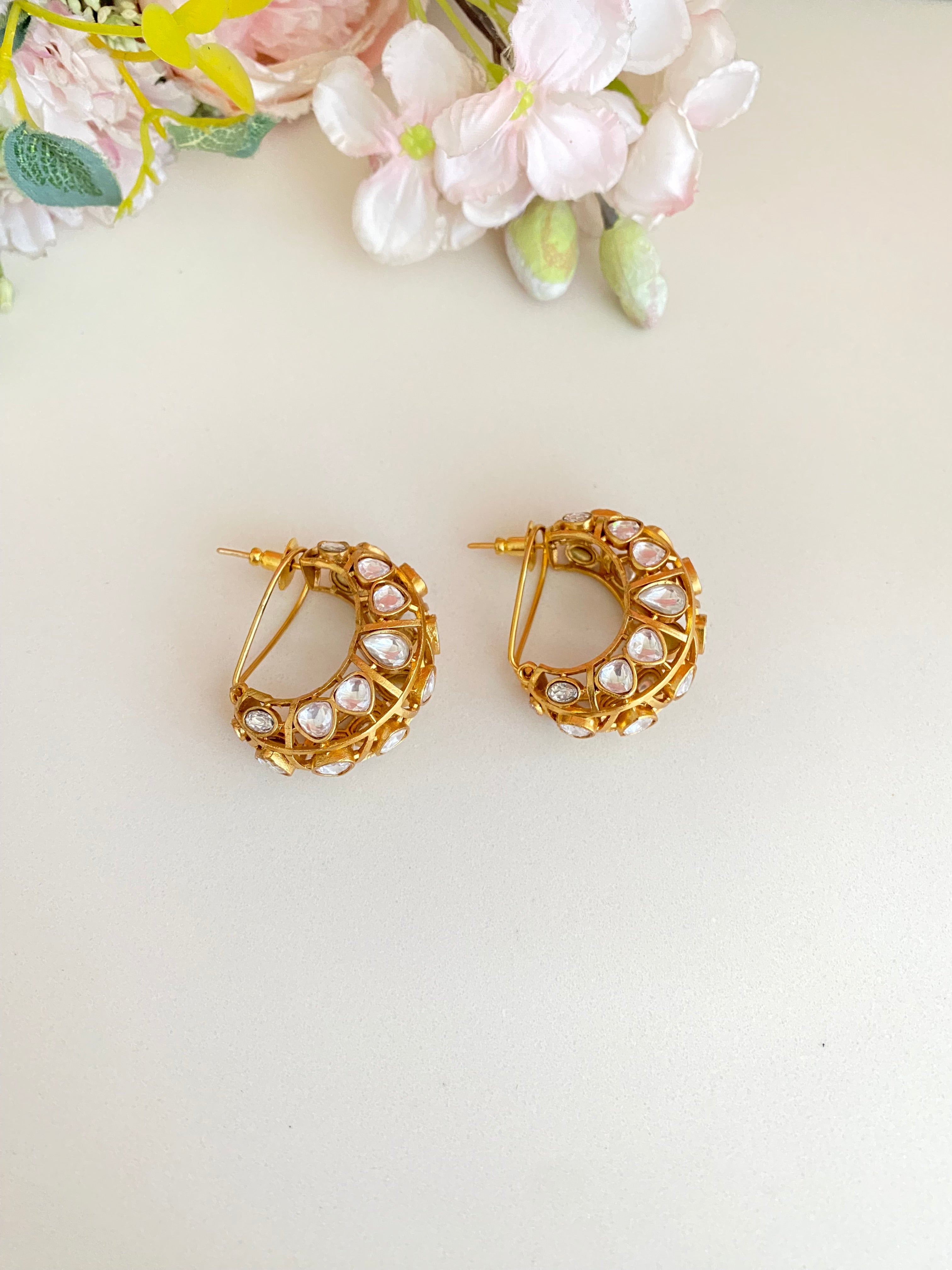 Gold plated Moissanite Hoops Earrings