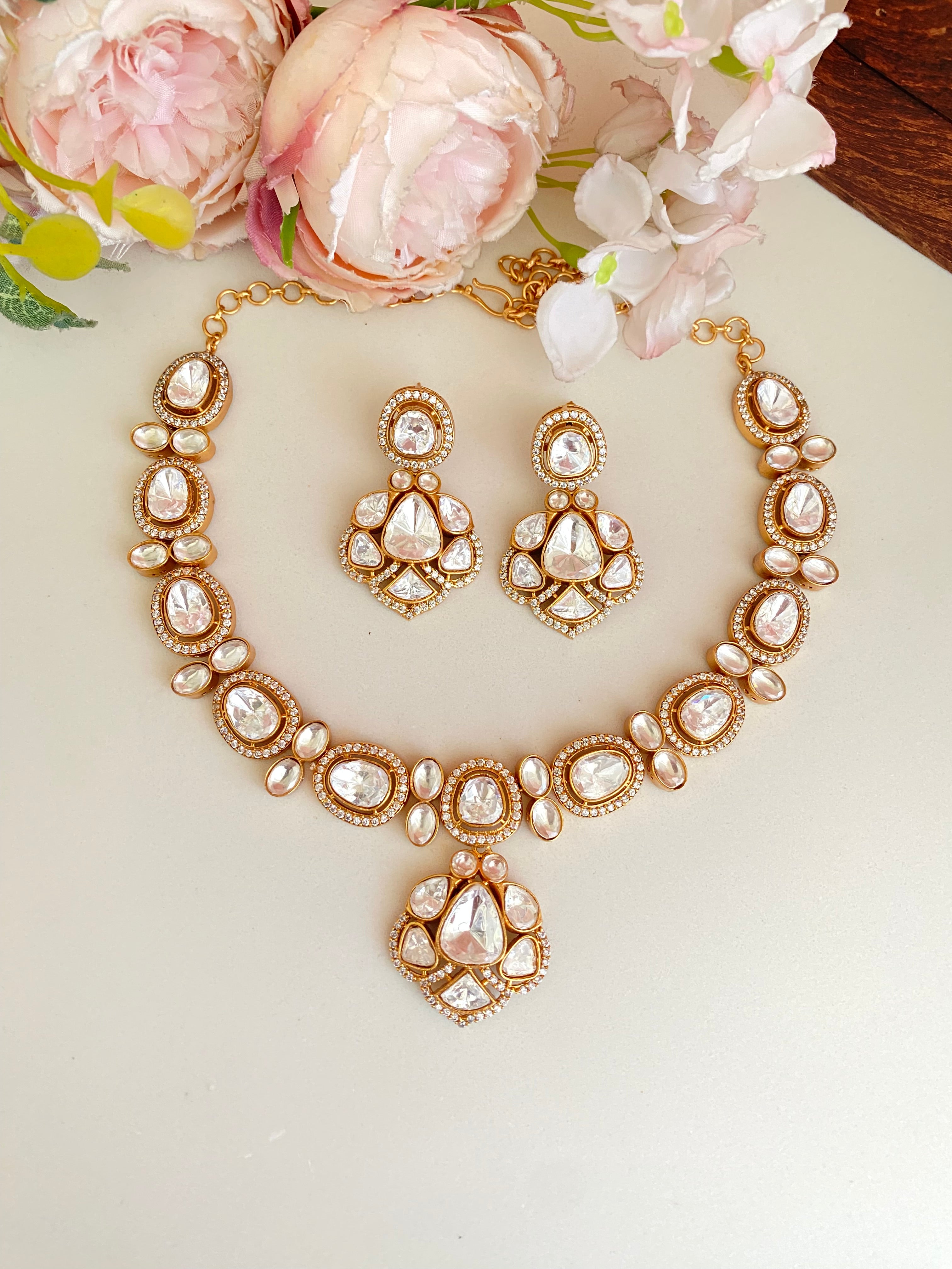 Moissanite Polki Necklace Set