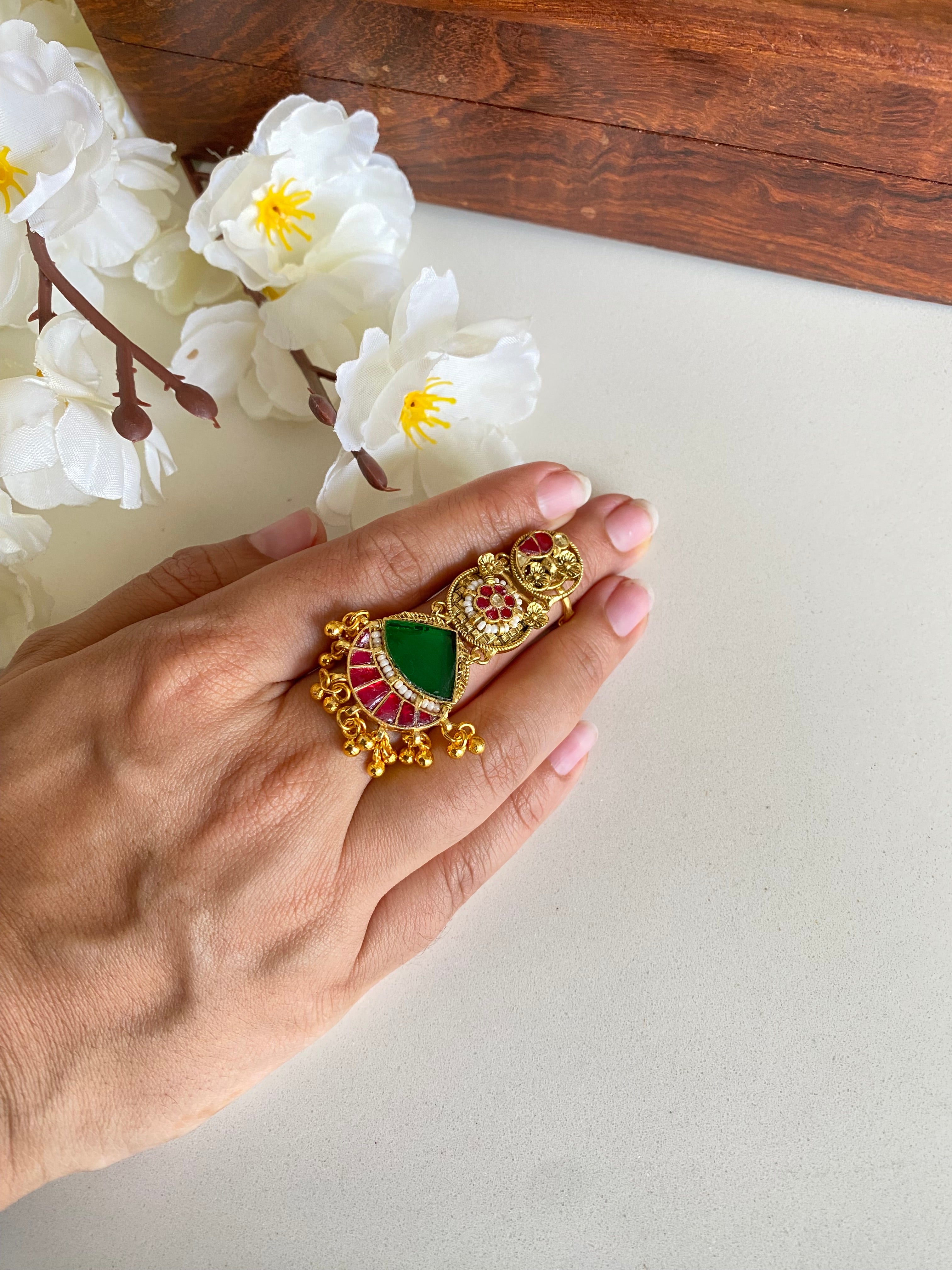 Gold plated Kundan Ring
