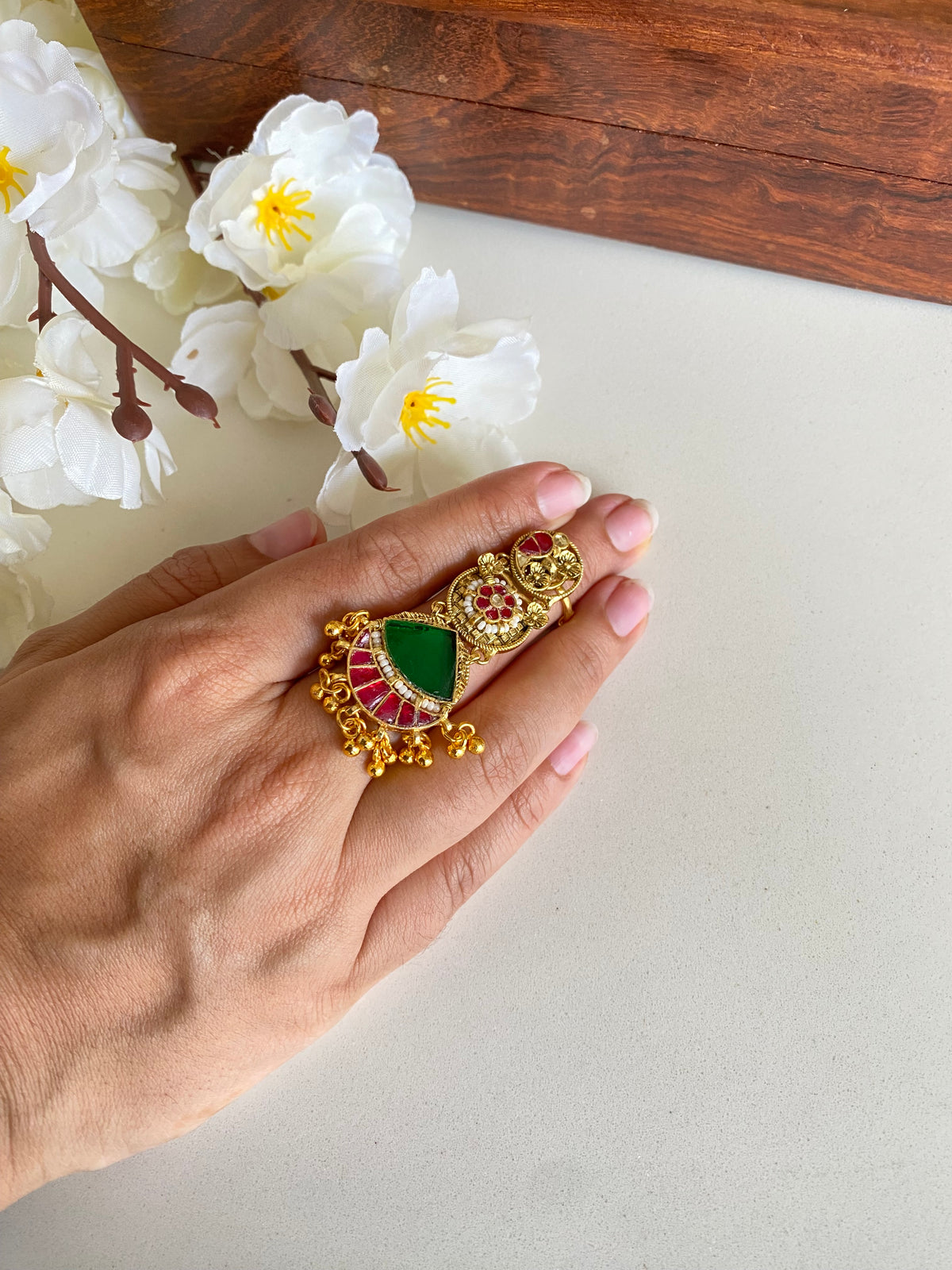 Gold plated Kundan Ring