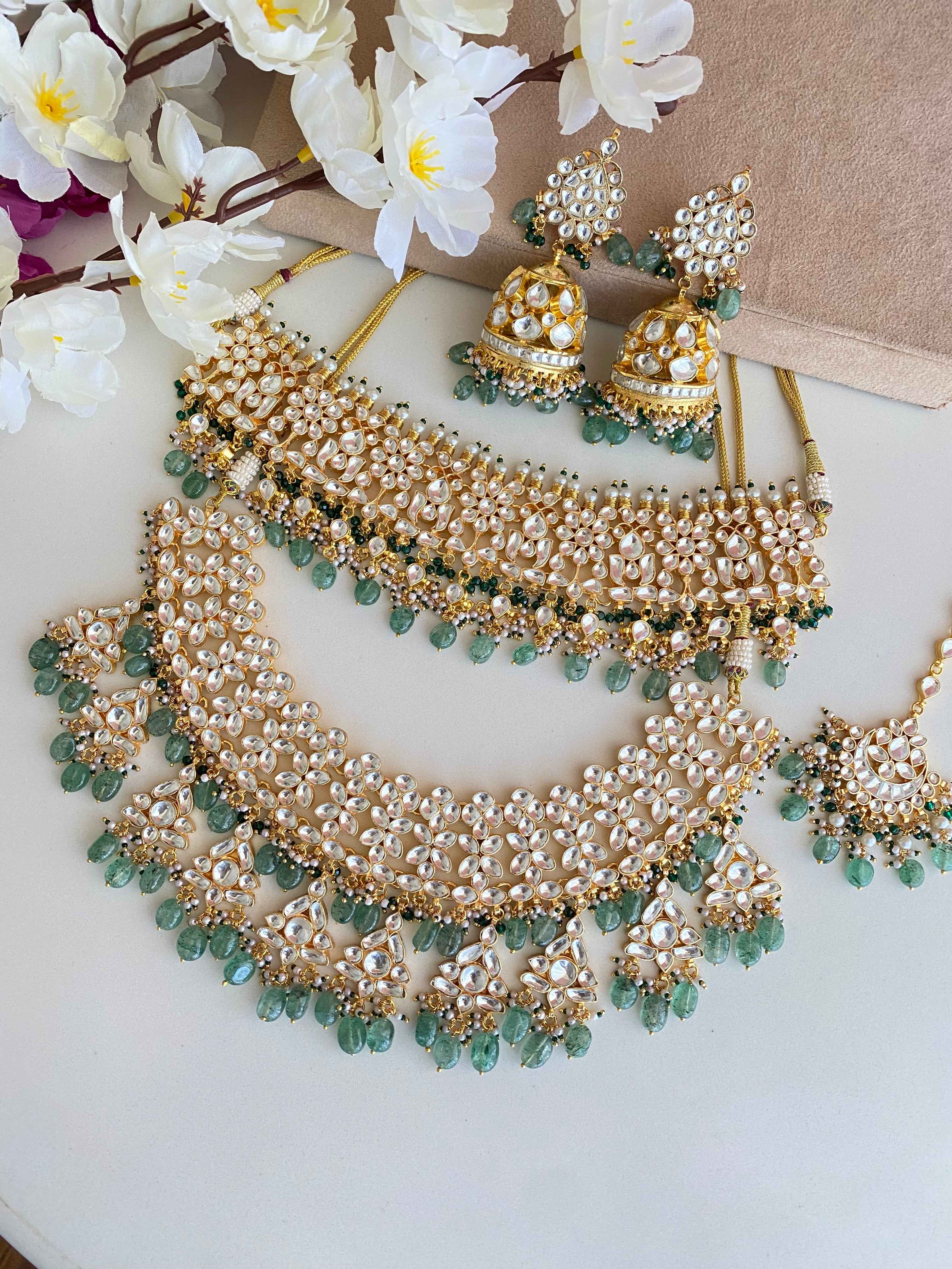 Kundan Gold plated Bridal set in Pearl