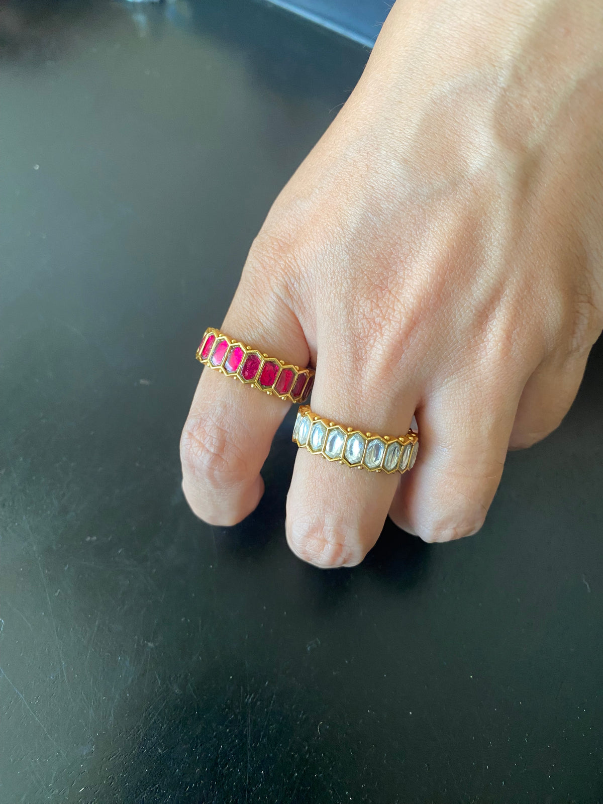 Gold plated Kundan Band Ring