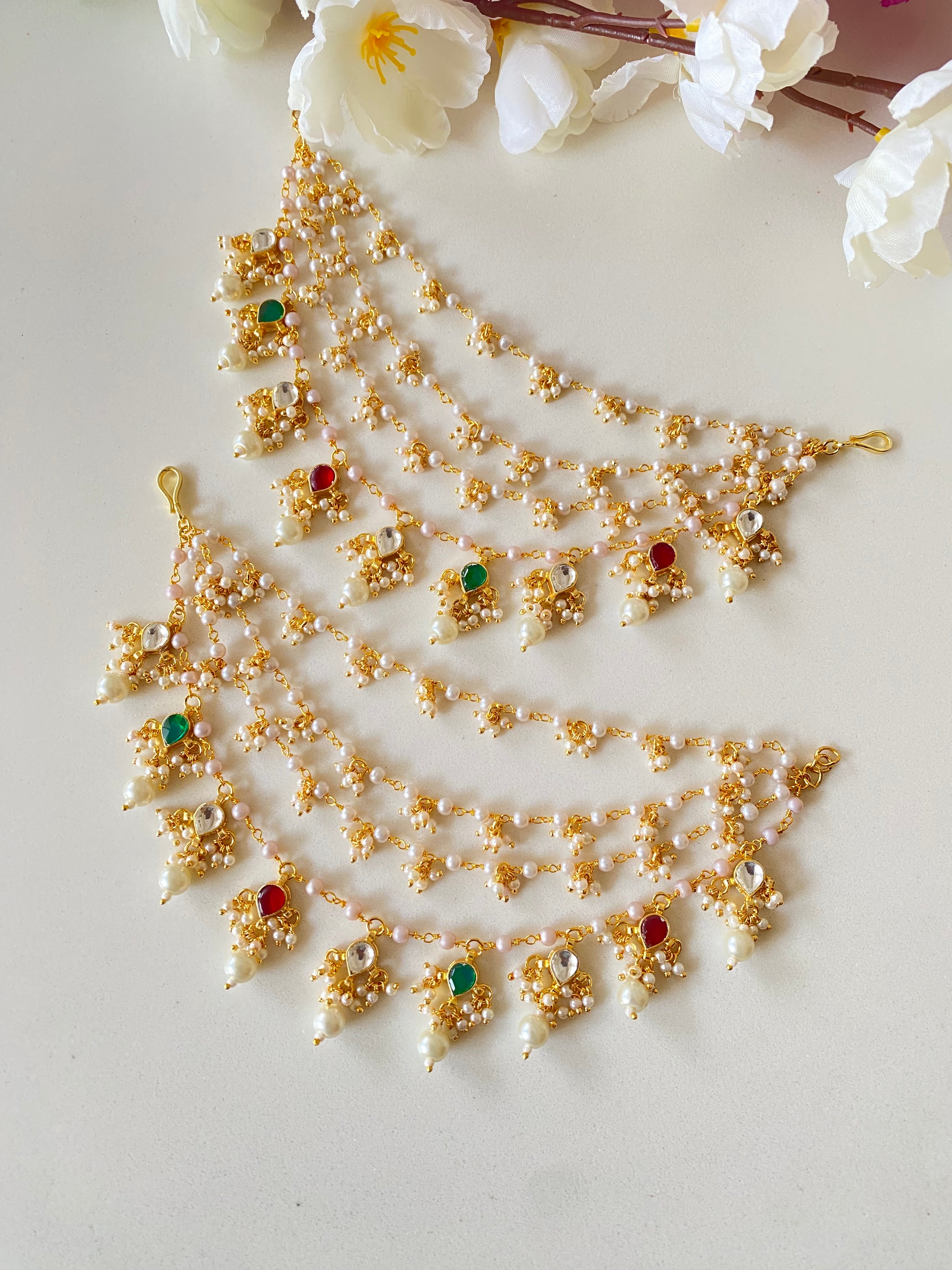 Multicolor kundan Ear Chain