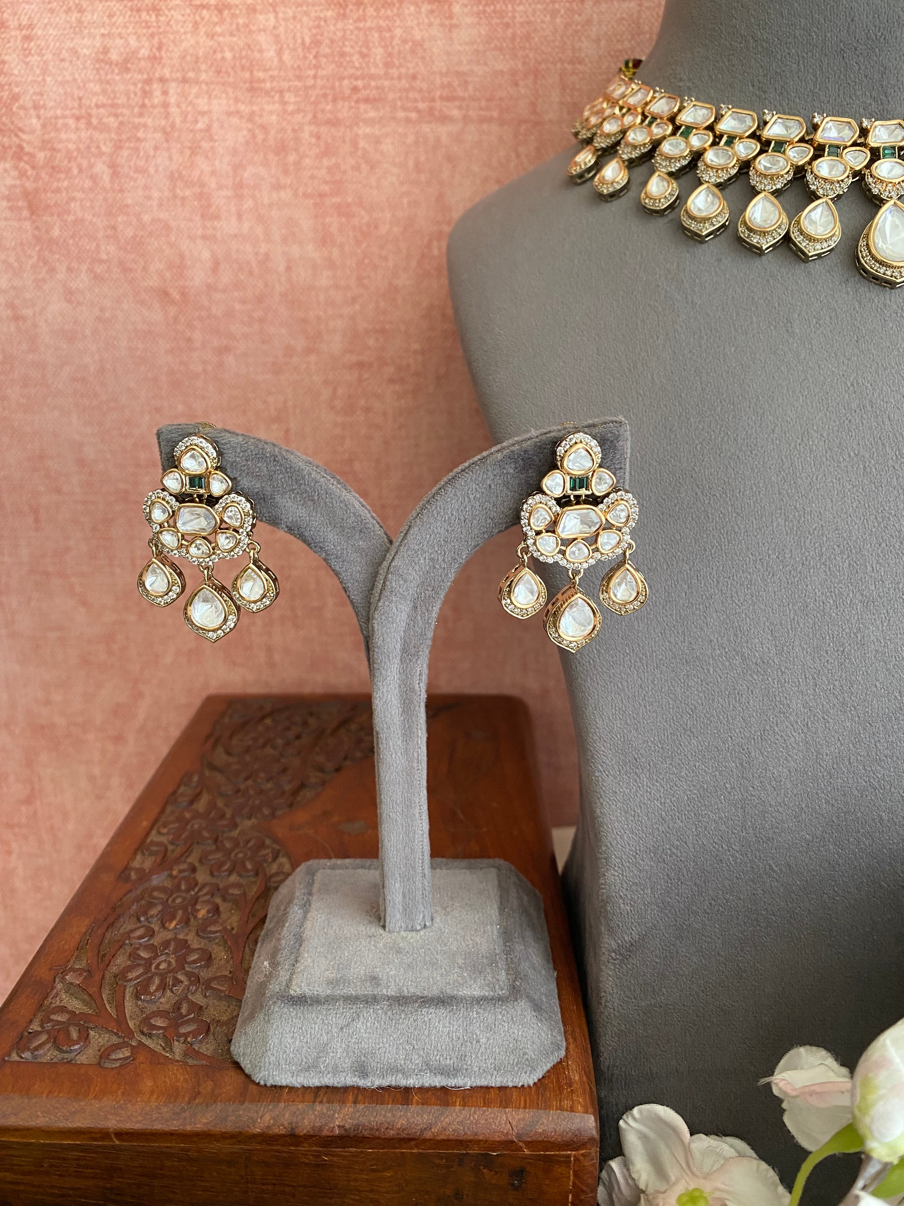 Moissanite Green Necklace Set