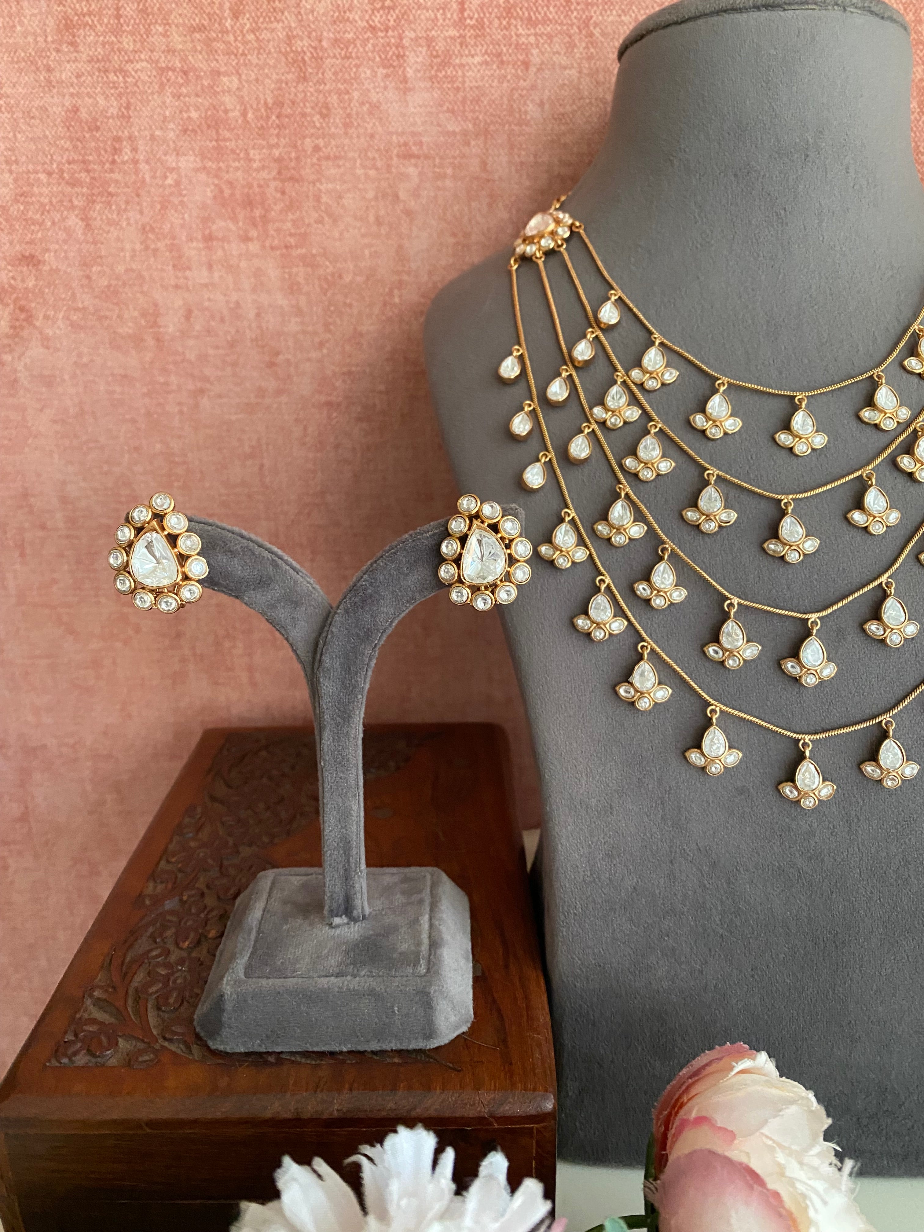 Moissanite 4-Line Necklace Set