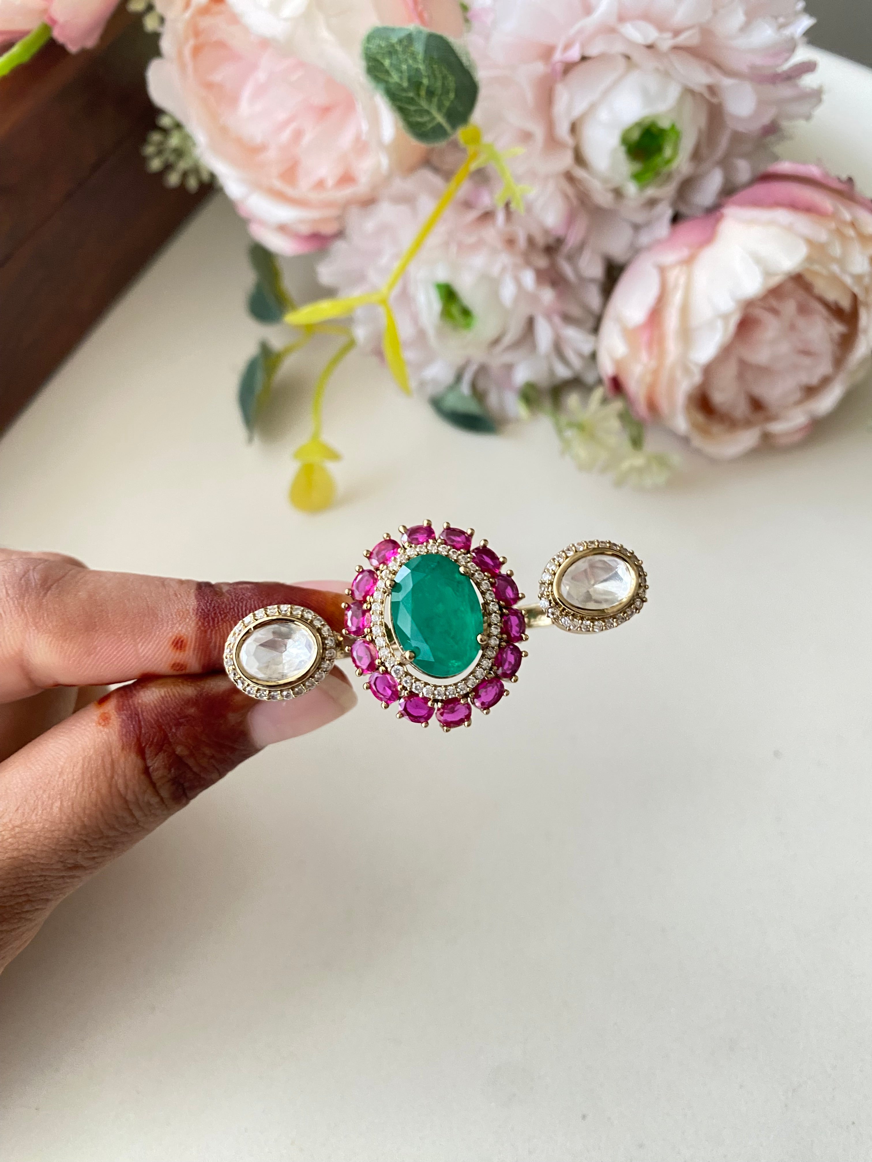 Moissanite Polki Ring