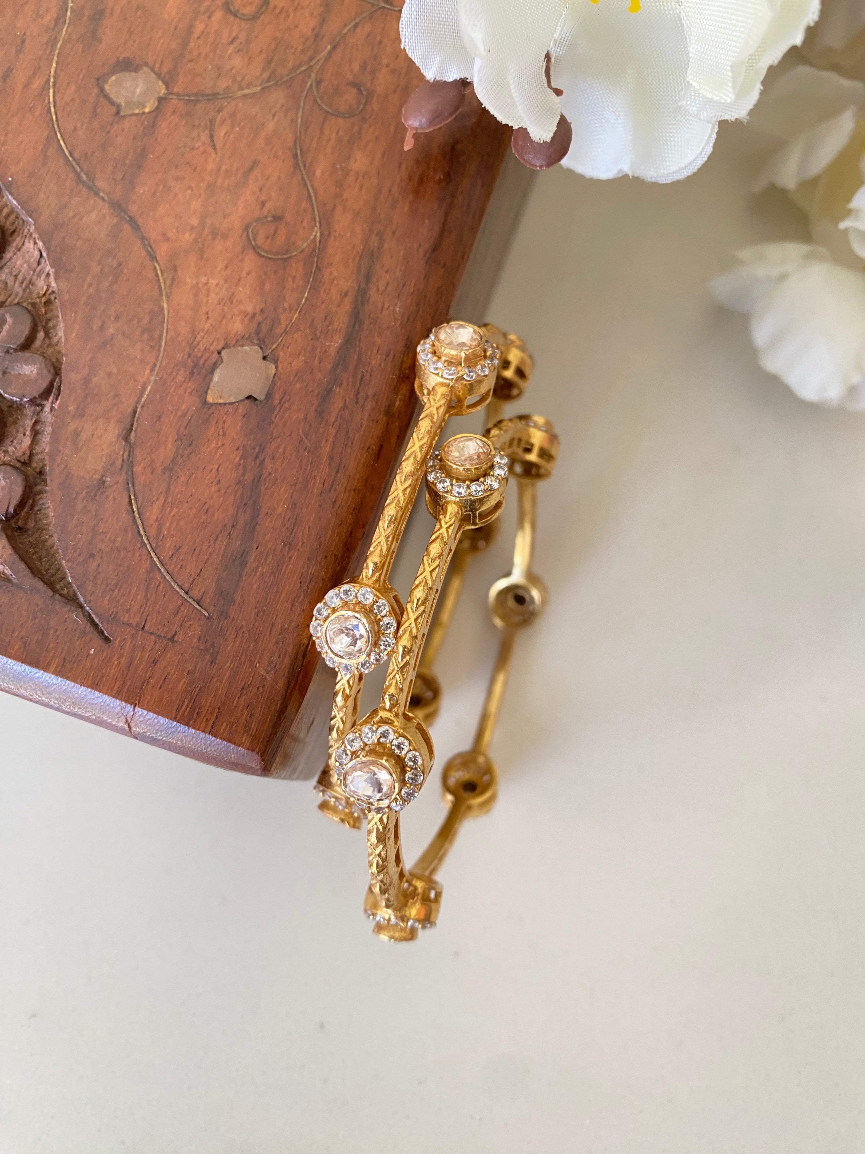 Gold plated Moissanite Bangles